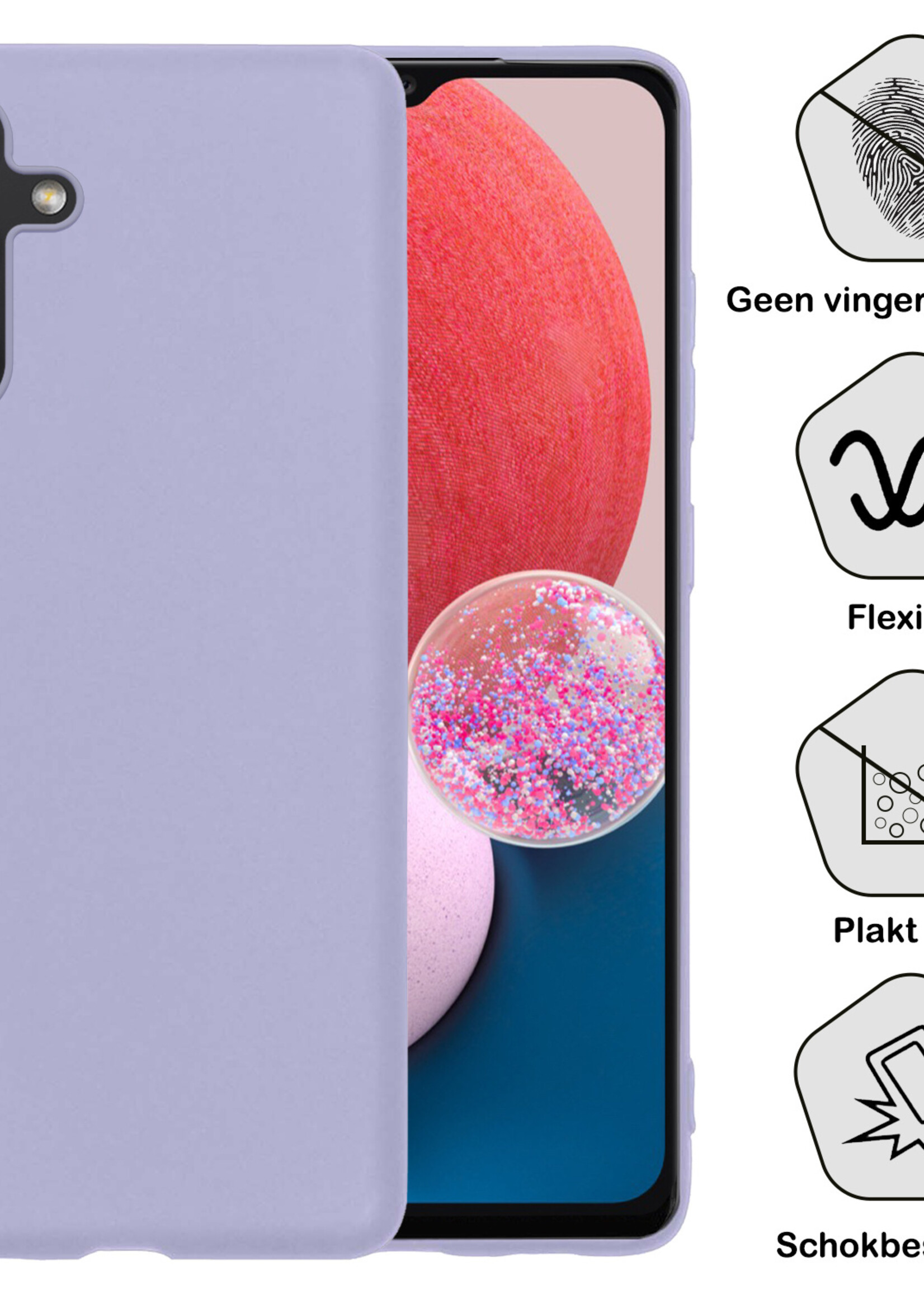 BTH Samsung Galaxy A13 5G Hoesje Siliconen Case Cover - Samsung A13 5G Hoesje Cover Hoes Siliconen - Lila