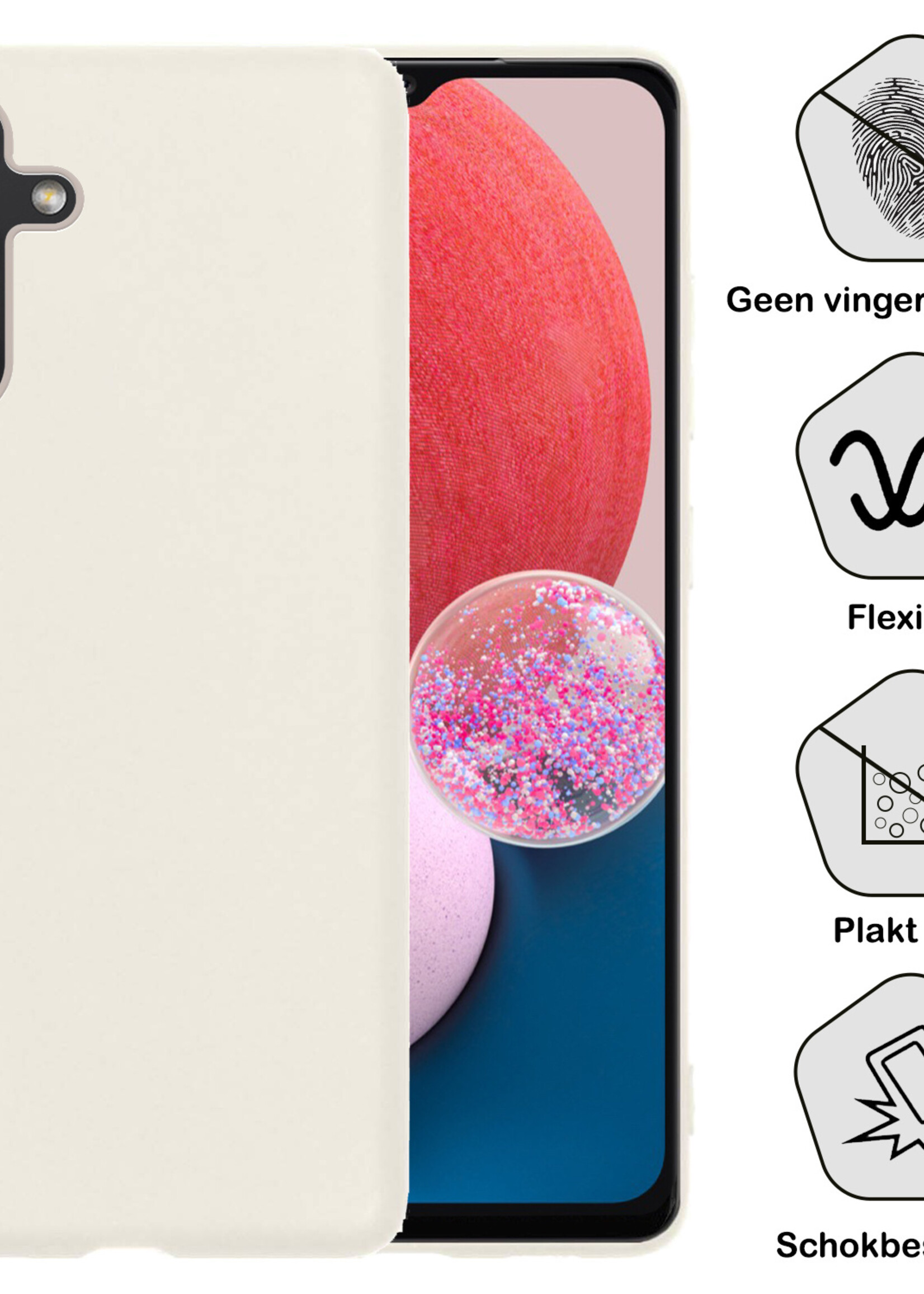 BTH Samsung Galaxy A13 5G Hoesje Siliconen Case Cover - Samsung A13 5G Hoesje Cover Hoes Siliconen - Wit