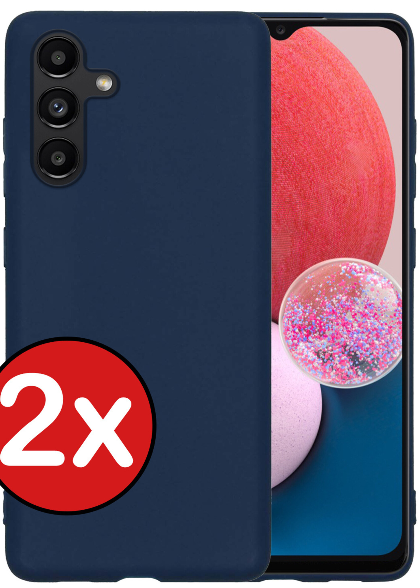 BTH Hoesje Geschikt voor Samsung A13 5G Hoesje Siliconen Case Hoes - Hoes Geschikt voor Samsung Galaxy A13 5G Hoes Cover Case - Donkerblauw - 2 PACK