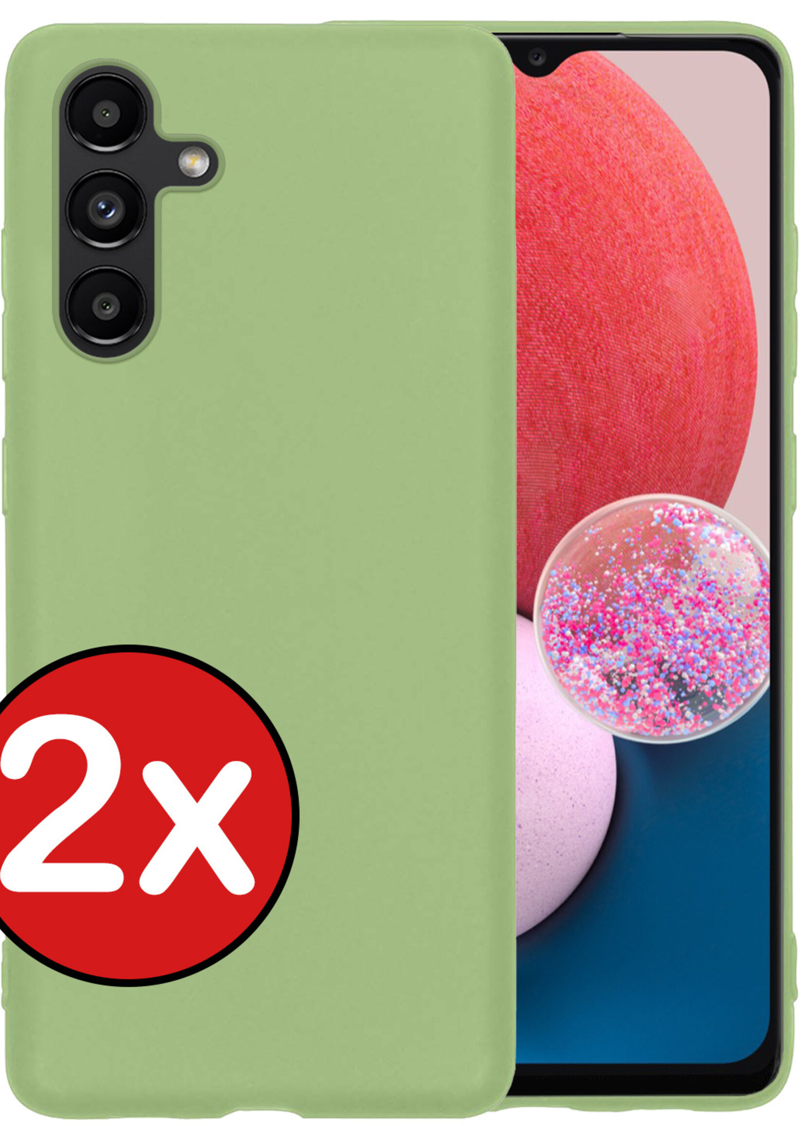 BTH Hoesje Geschikt voor Samsung A13 5G Hoesje Siliconen Case Hoes - Hoes Geschikt voor Samsung Galaxy A13 5G Hoes Cover Case - Groen - 2 PACK