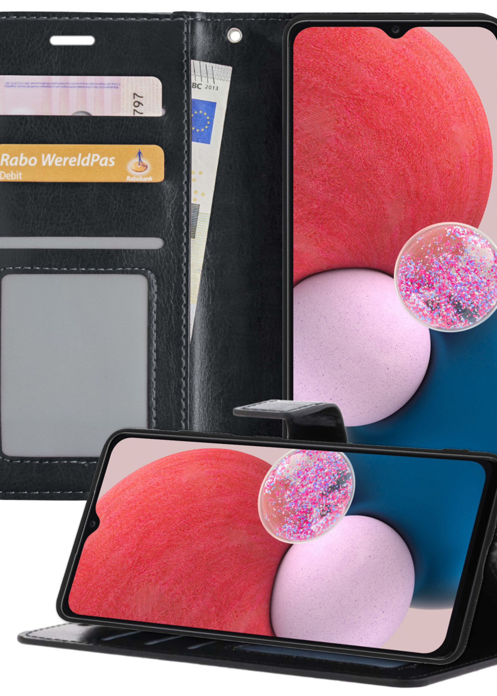 BTH Samsung A13 5G Hoesje Book Case Hoes - Samsung Galaxy A13 5G Case Hoesje Portemonnee Cover - Samsung A13 5G Hoes Wallet Case Hoesje - Zwart