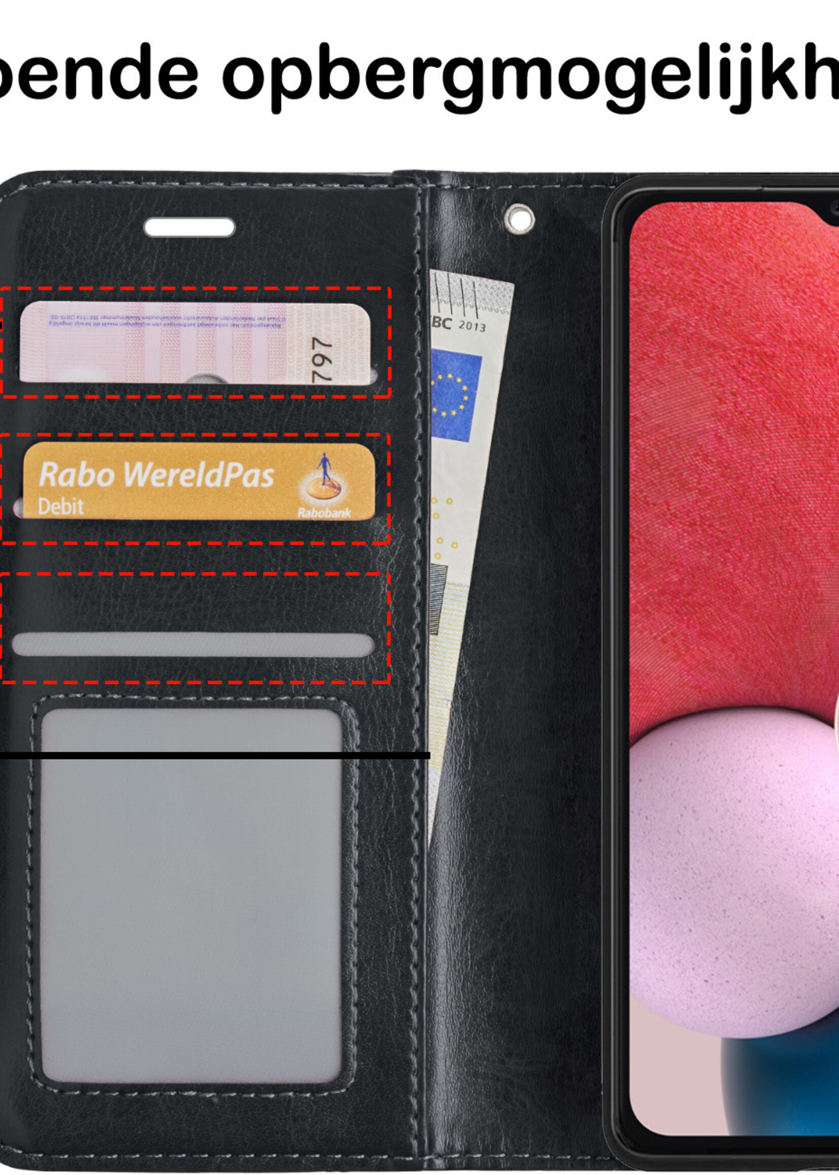 BTH Samsung A13 5G Hoesje Book Case Hoes - Samsung Galaxy A13 5G Case Hoesje Portemonnee Cover - Samsung A13 5G Hoes Wallet Case Hoesje - Zwart