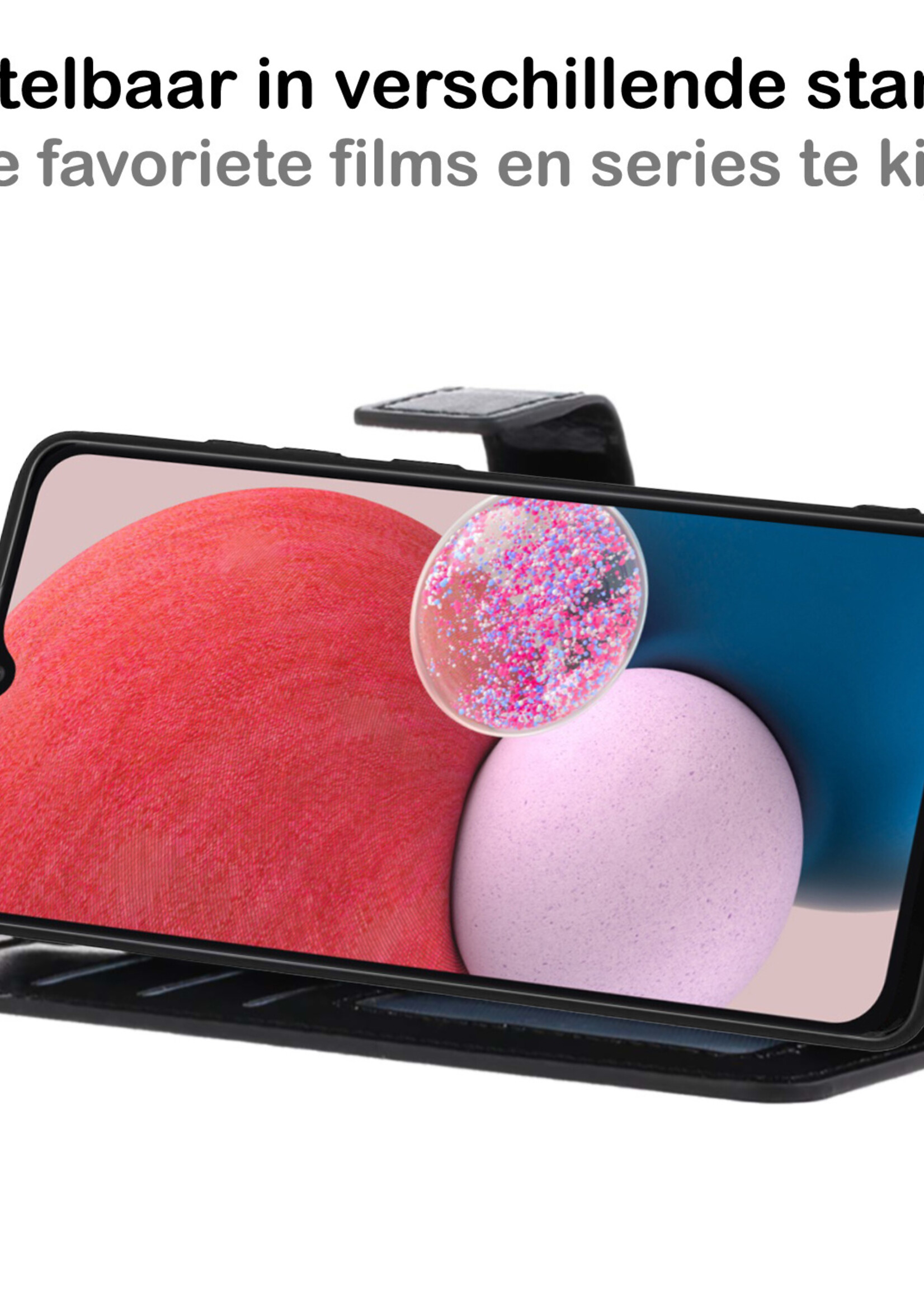 BTH Samsung A13 5G Hoesje Book Case Hoes - Samsung Galaxy A13 5G Case Hoesje Portemonnee Cover - Samsung A13 5G Hoes Wallet Case Hoesje - Zwart
