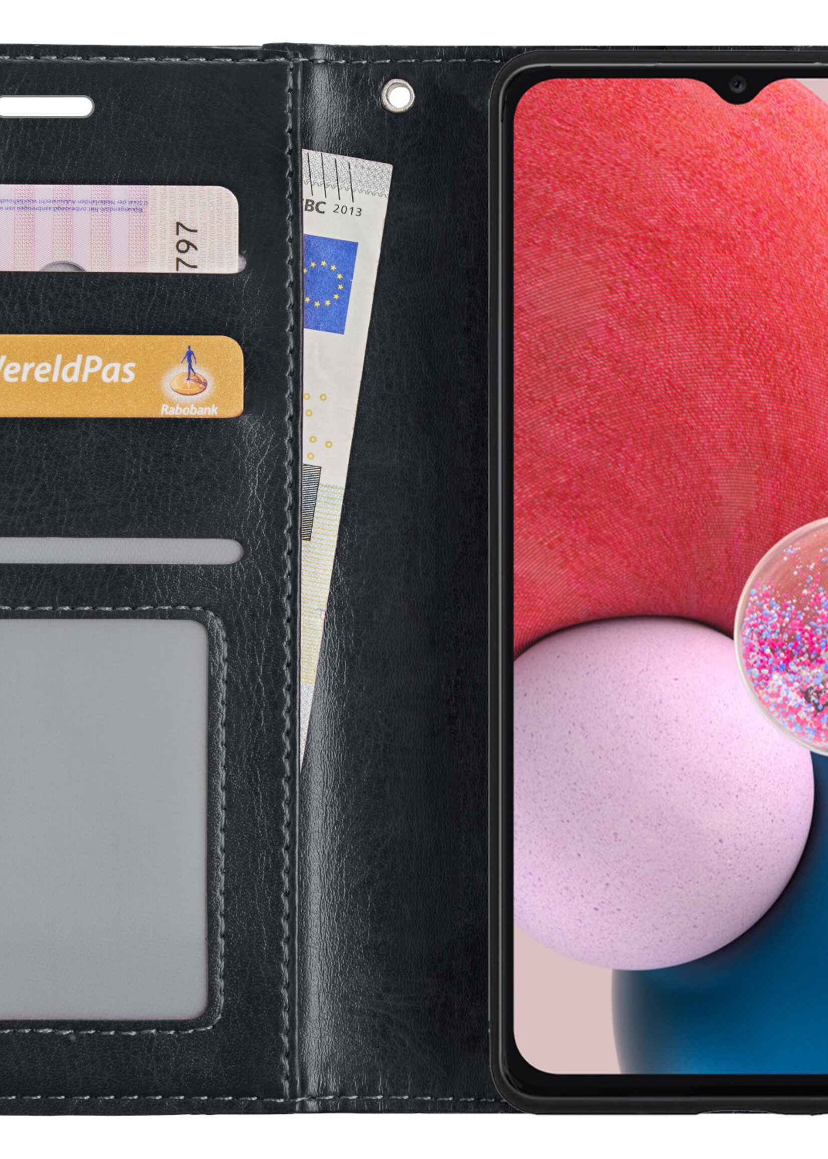 BTH Samsung A13 5G Hoesje Book Case Hoes - Samsung Galaxy A13 5G Case Hoesje Portemonnee Cover - Samsung A13 5G Hoes Wallet Case Hoesje - Zwart
