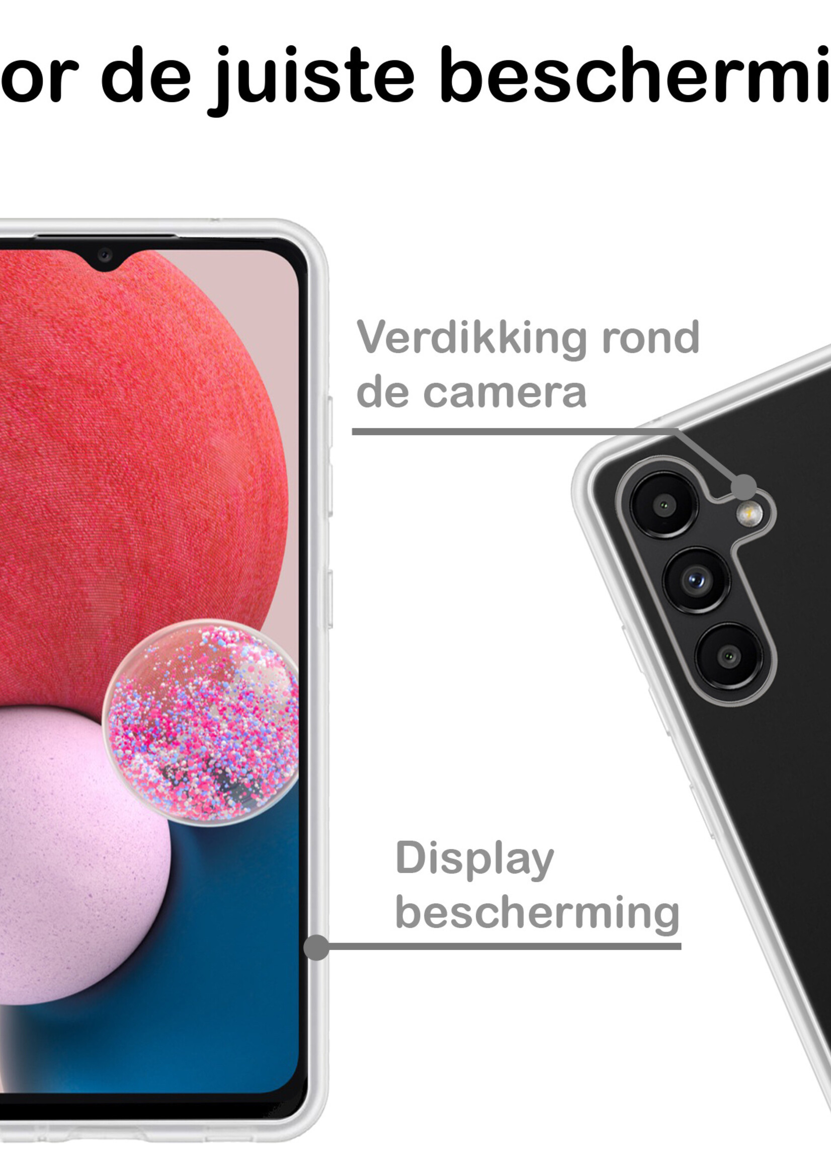 BTH Hoesje Geschikt voor Samsung A13 5G Hoesje Siliconen Case Hoes Met Screenprotector - Hoes Geschikt voor Samsung Galaxy A13 5G Hoes Cover Case - Transparant