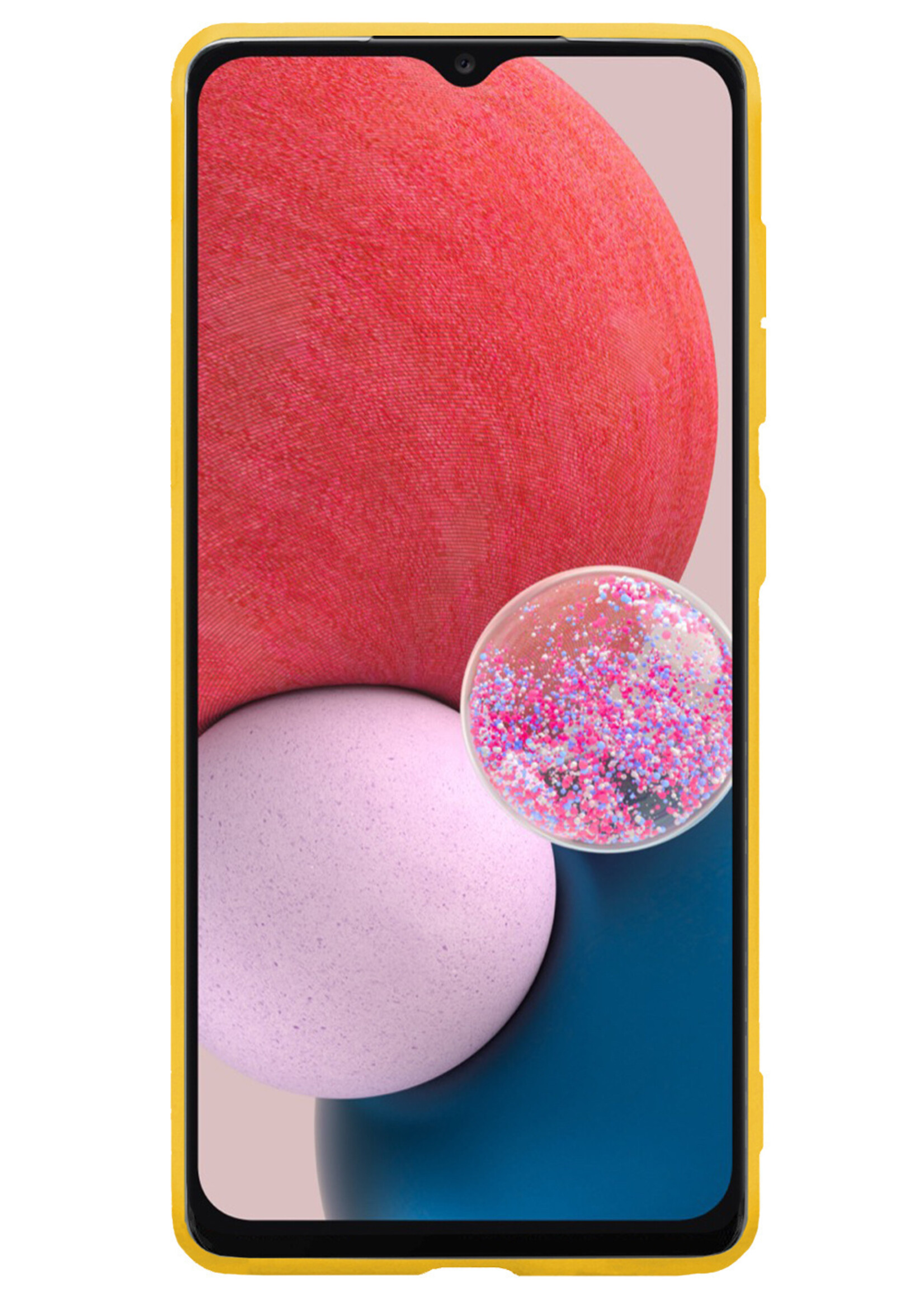 BTH Hoesje Geschikt voor Samsung A13 5G Hoesje Siliconen Case Hoes Met 2x Screenprotector - Hoes Geschikt voor Samsung Galaxy A13 5G Hoes Cover Case - Geel