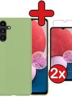 BTH BTH Samsung Galaxy A13 5G Hoesje Siliconen Met 2x Screenprotector - Groen