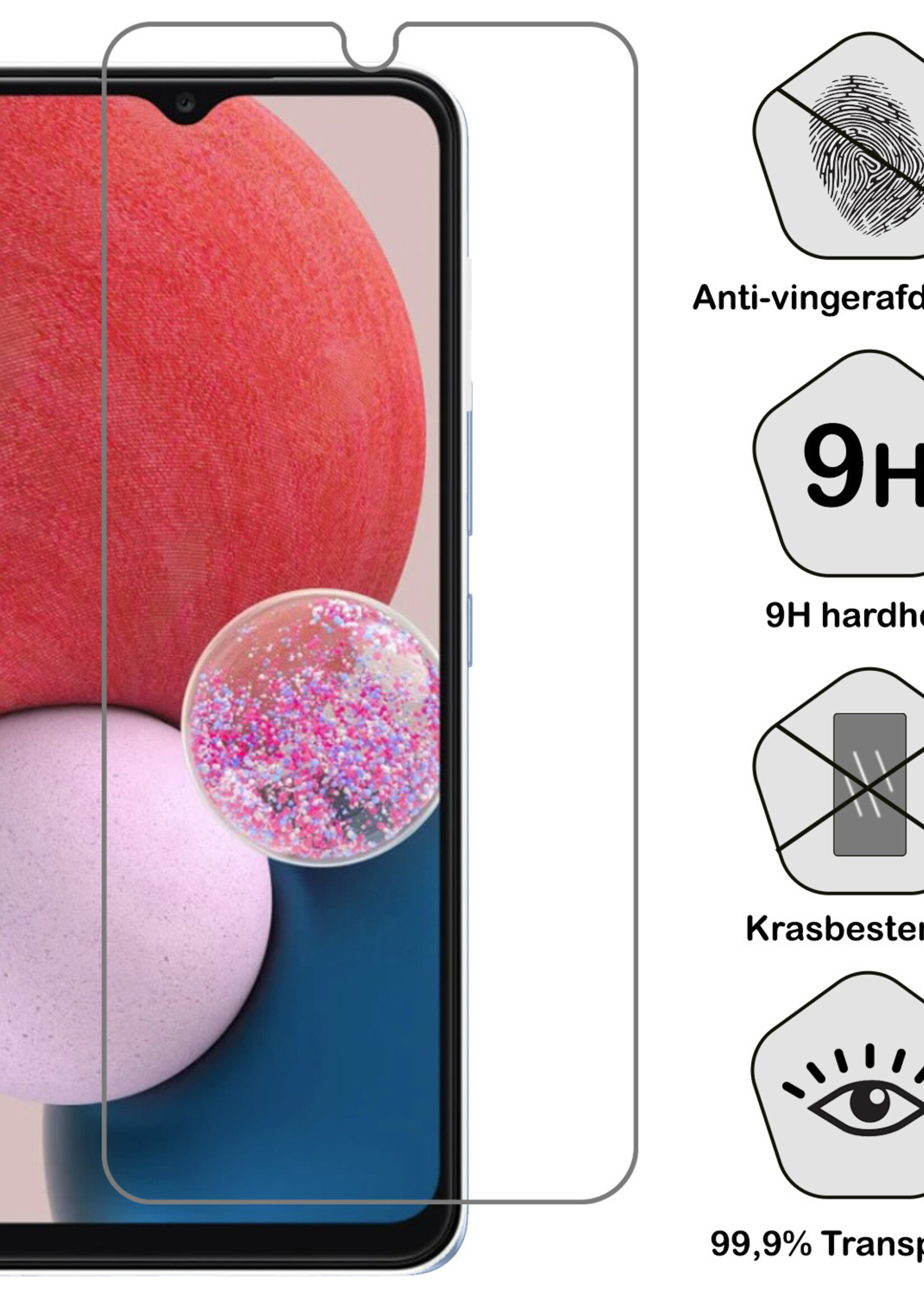 BTH Hoesje Geschikt voor Samsung A13 5G Hoesje Book Case Hoes Portemonnee Cover Walletcase Met Screenprotector - Hoes Geschikt voor Samsung Galaxy A13 5G Hoes Bookcase Hoesje - Rood