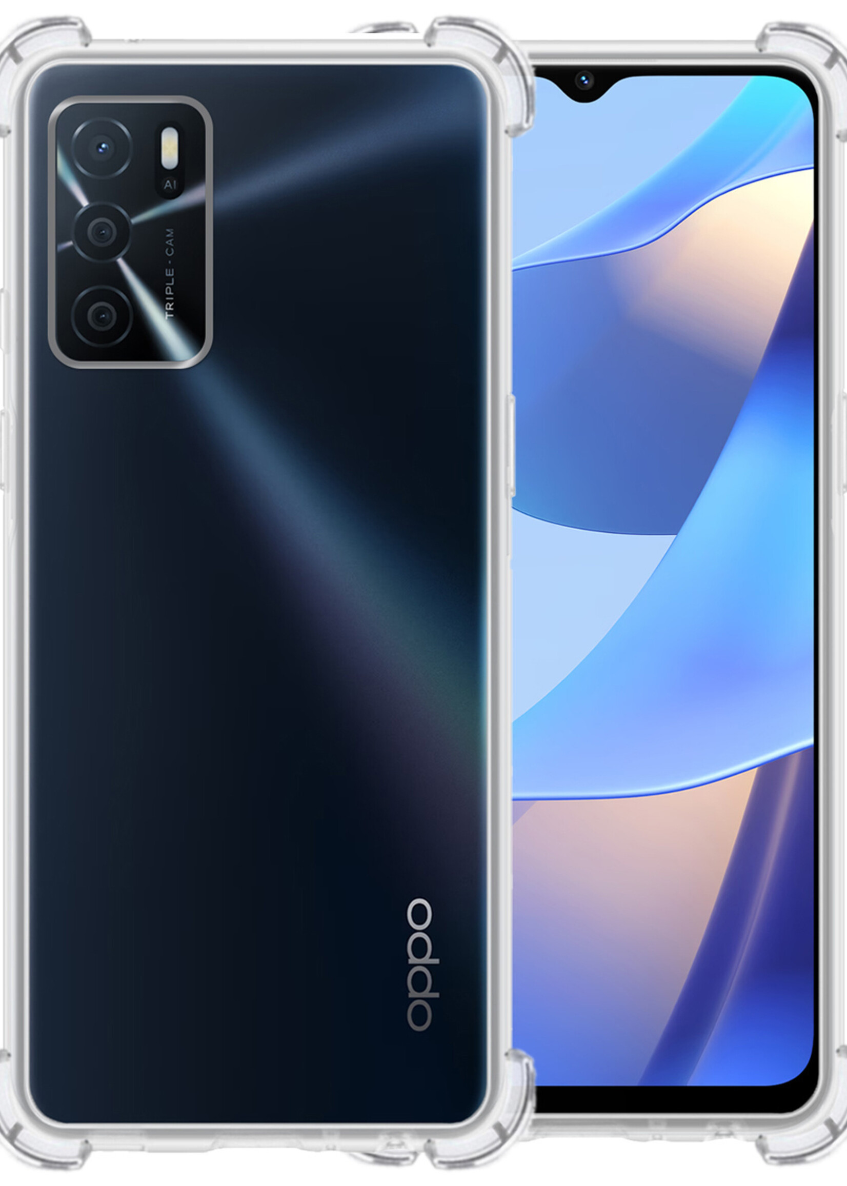BTH OPPO A16 Hoesje Siliconen Shock Proof Case Transparant - OPPO A16 Hoesje Transparant - OPPO A16 Hoes Cover Case Shockproof