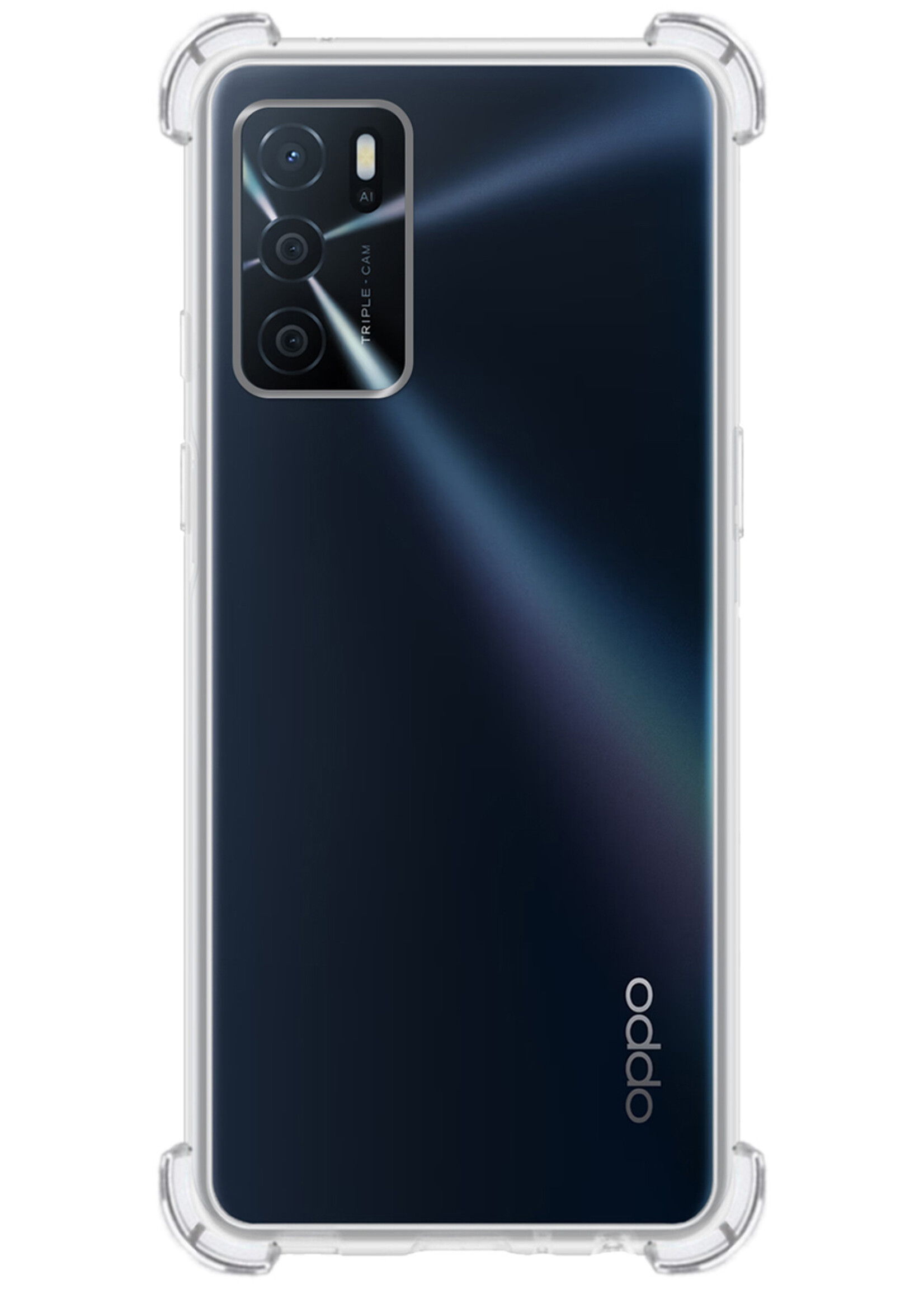 BTH Hoesje Geschikt voor OPPO A16 Hoesje Siliconen Shock Proof Case Hoes - Hoes Geschikt voor OPPO A16 Hoes Cover Case Shockproof - Transparant - 2 PACK