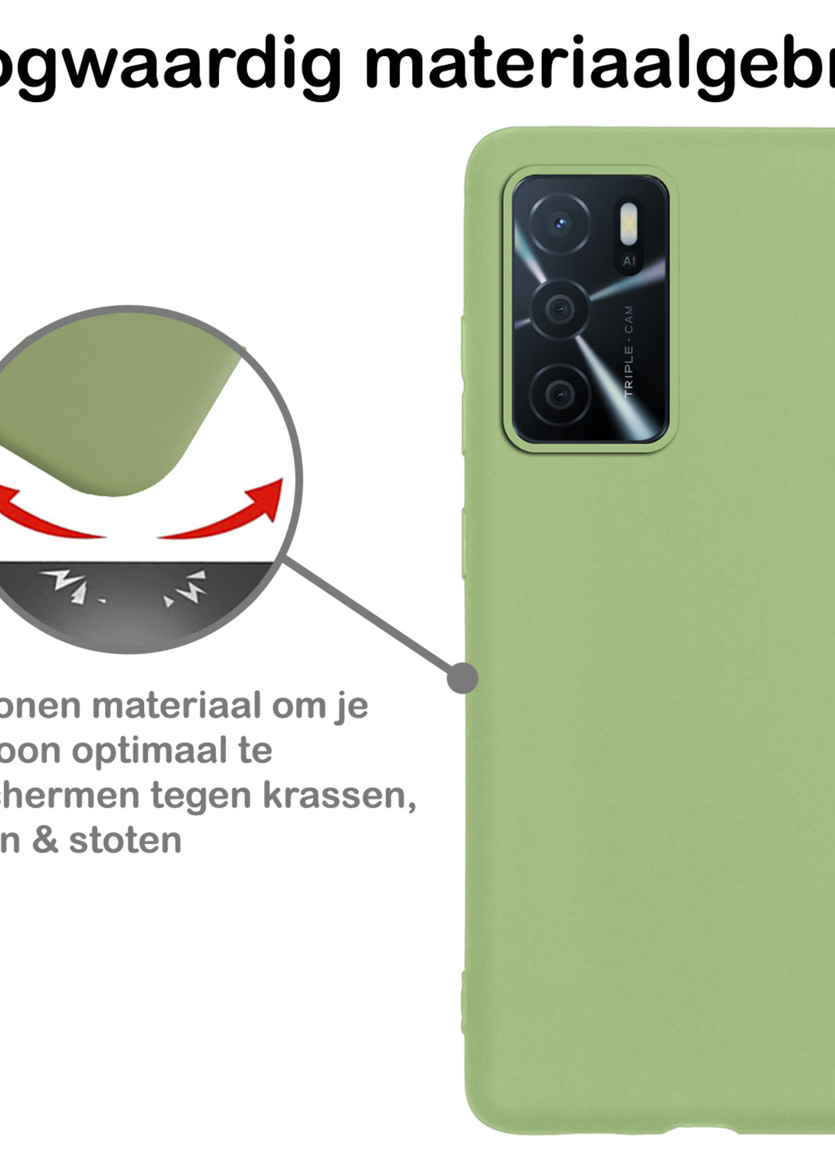 BTH OPPO A16 Hoesje Siliconen Case Cover - OPPO A16 Hoesje Cover Hoes Siliconen - Groen