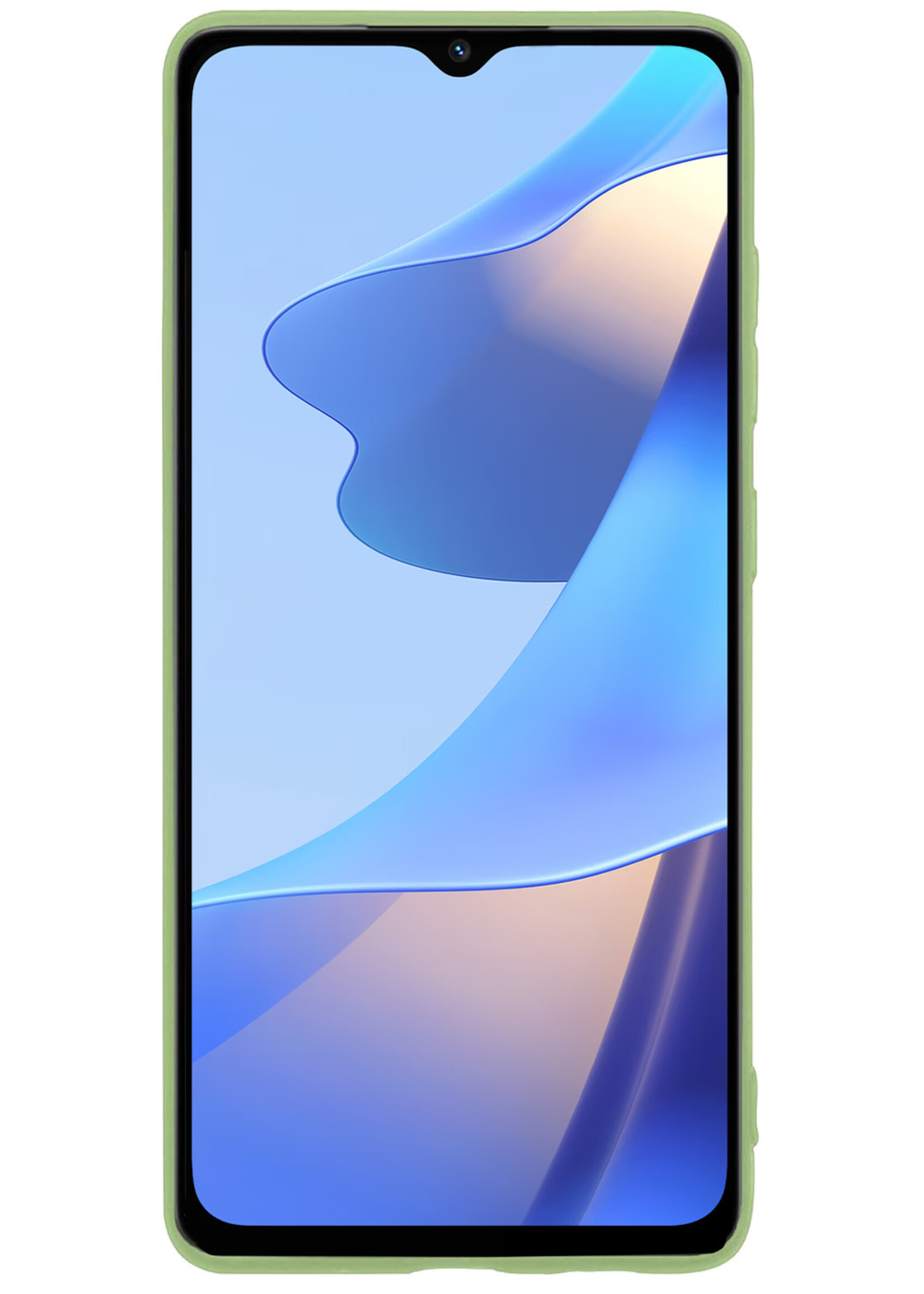 BTH Hoesje Geschikt voor OPPO A16 Hoesje Siliconen Case Hoes Met Screenprotector - Hoes Geschikt voor OPPO A16 Hoes Cover Case - Groen