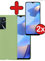 BTH BTH OPPO A16 Hoesje Siliconen Met 2x Screenprotector - Groen