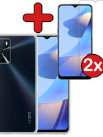 BTH BTH OPPO A16 Hoesje Siliconen Met 2x Screenprotector - Transparant