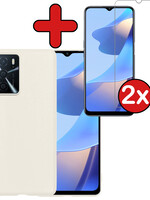 BTH BTH OPPO A16 Hoesje Siliconen Met 2x Screenprotector - Wit