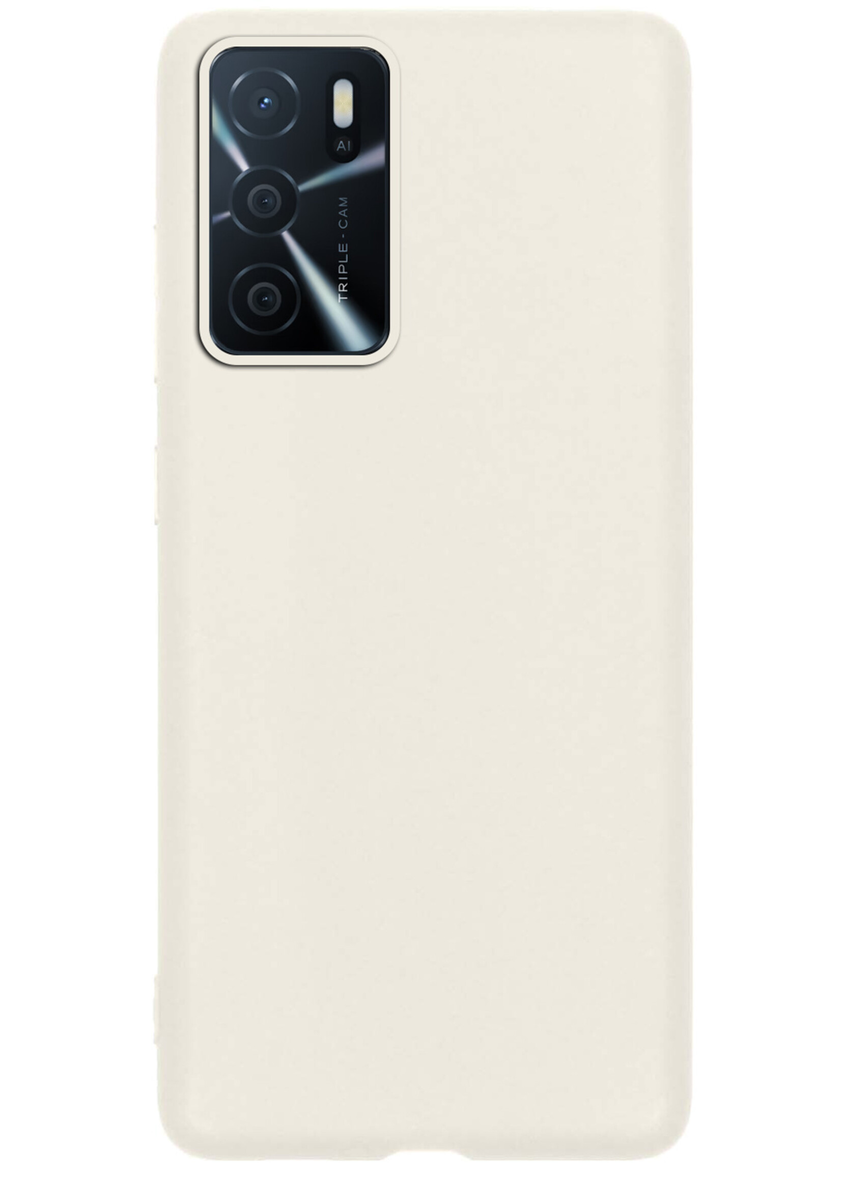 BTH Hoesje Geschikt voor OPPO A16 Hoesje Siliconen Case Hoes Met 2x Screenprotector - Hoes Geschikt voor OPPO A16 Hoes Cover Case - Wit