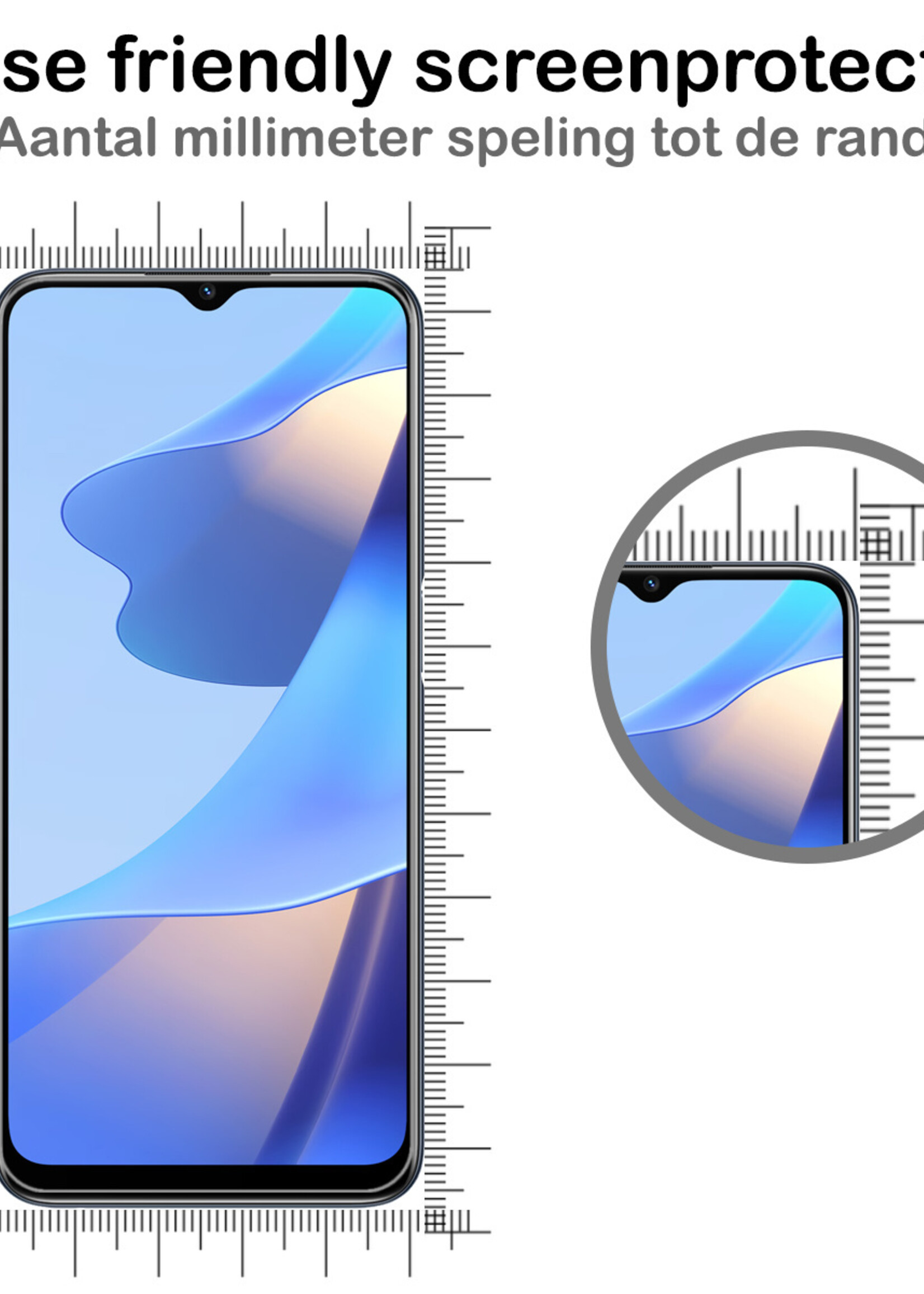 BTH Hoesje Geschikt voor OPPO A16 Hoesje Siliconen Case Hoes Met 2x Screenprotector - Hoes Geschikt voor OPPO A16 Hoes Cover Case - Zwart