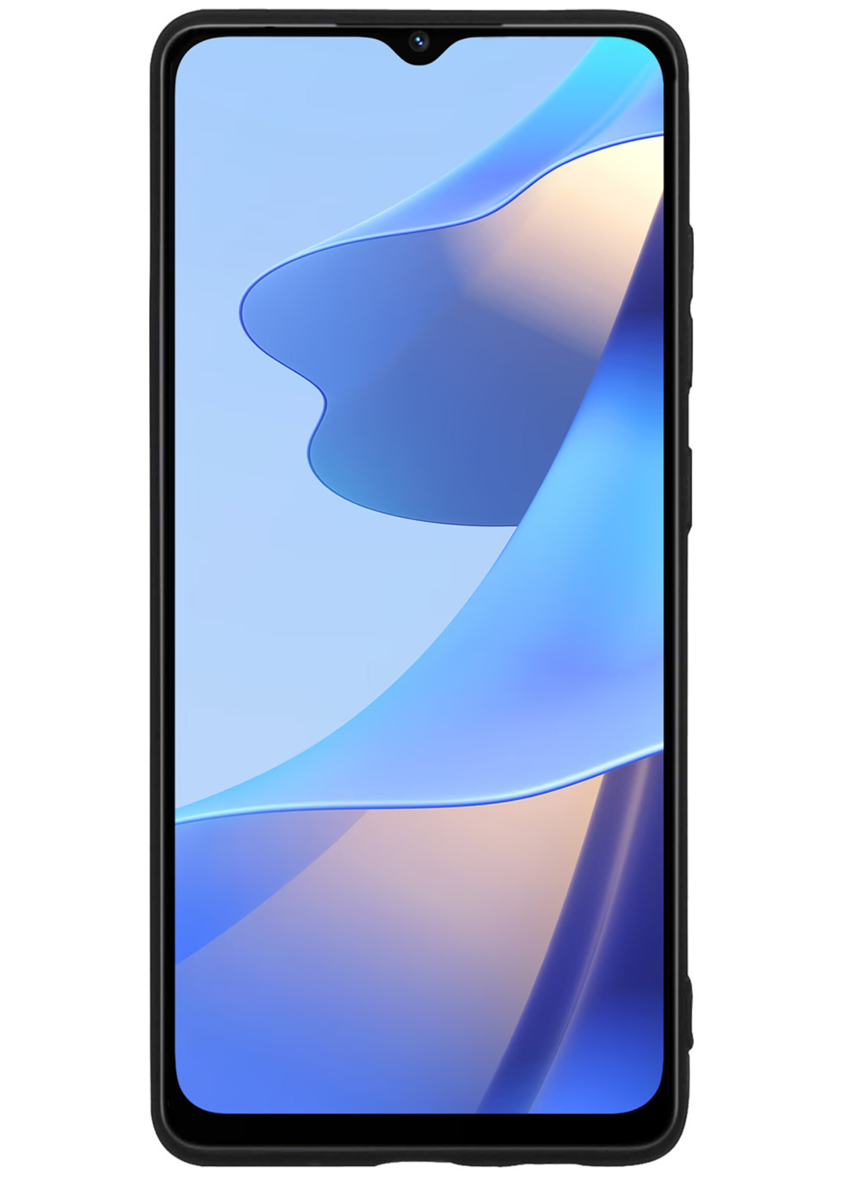 BTH Hoesje Geschikt voor OPPO A16 Hoesje Siliconen Case Hoes Met 2x Screenprotector - Hoes Geschikt voor OPPO A16 Hoes Cover Case - Zwart