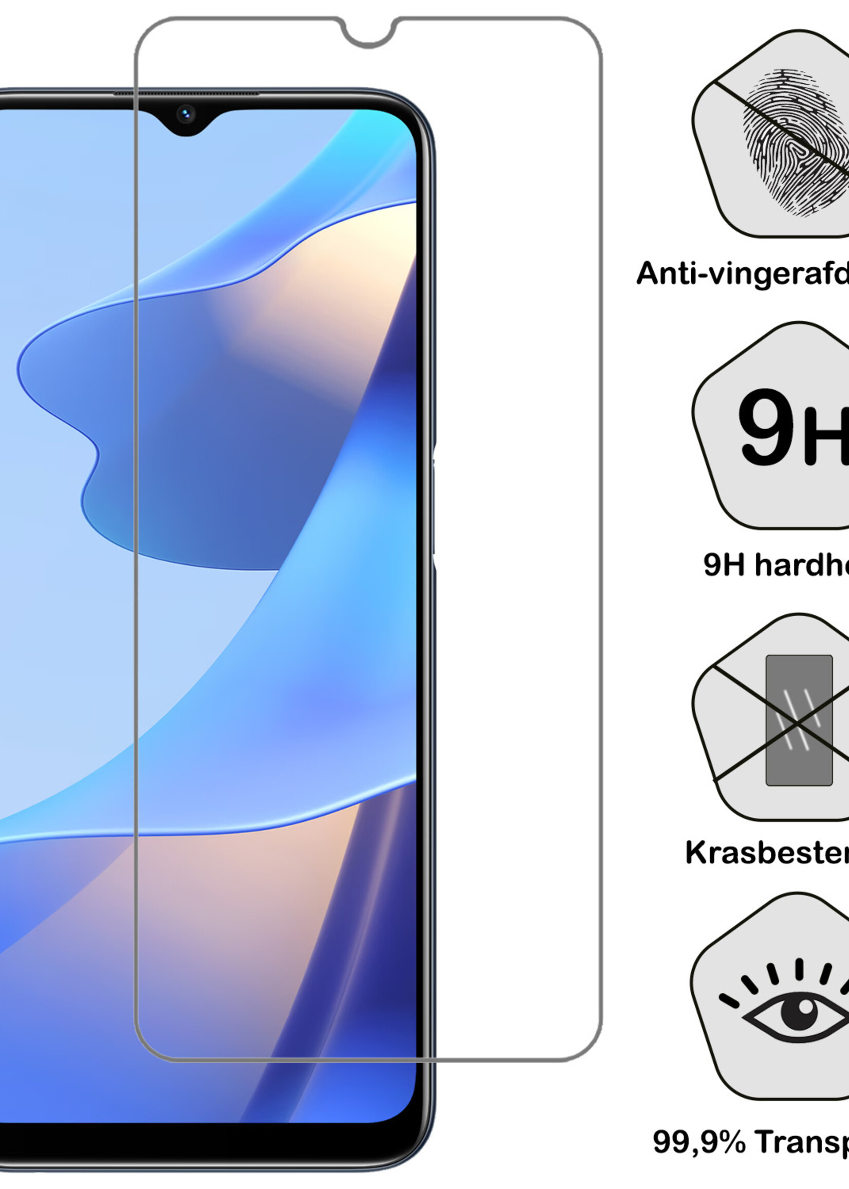 BTH Hoesje Geschikt voor OPPO A16 Hoesje Book Case Hoes Portemonnee Cover Walletcase Met Screenprotector - Hoes Geschikt voor OPPO A16 Hoes Bookcase Hoesje - Paars