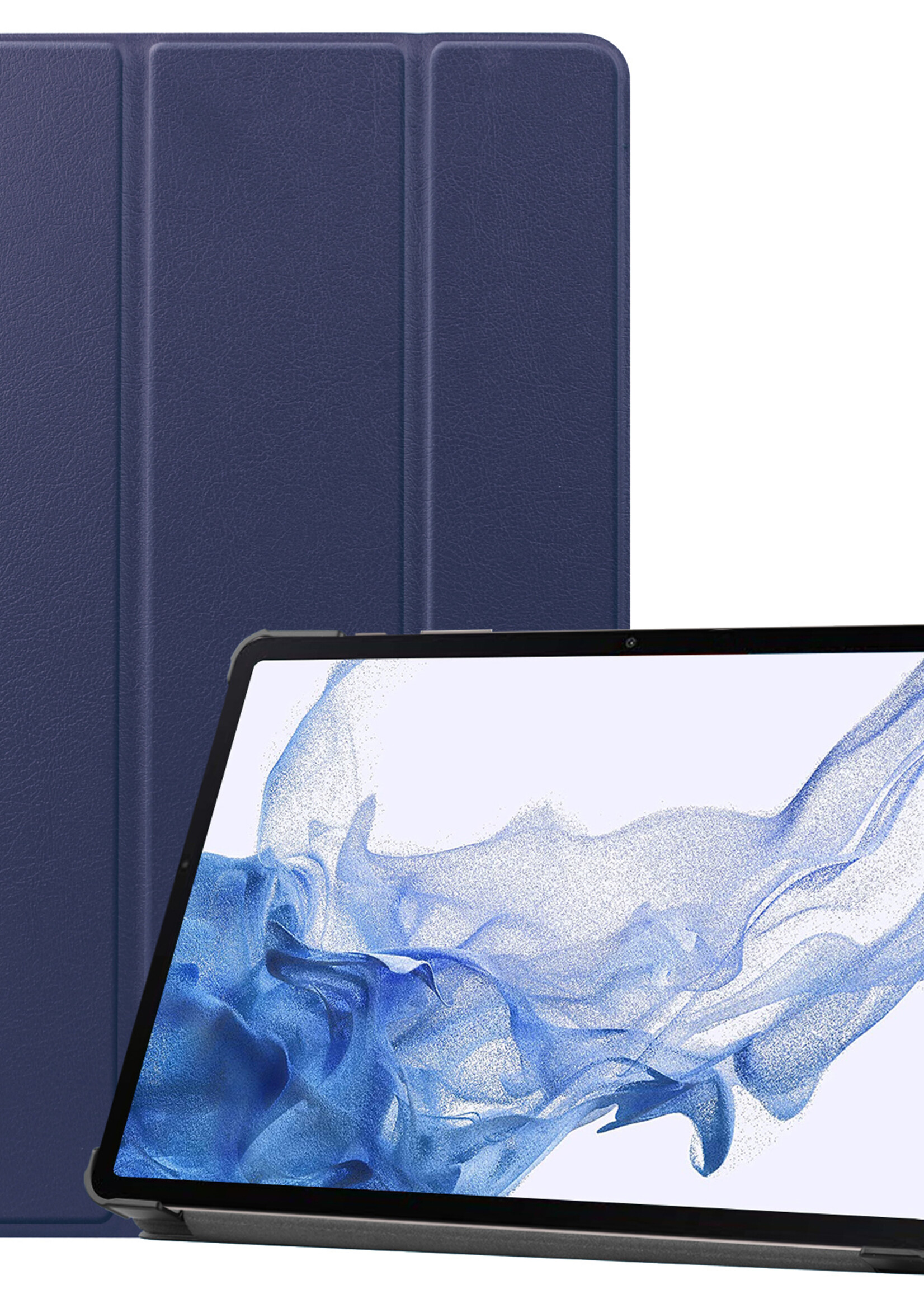 BTH Samsung Tab S8 Hoes Book Case Hoesje Met S Pen Uitsparing - Samsung Galaxy Tab S8 Hoesje Cover - Donker Blauw