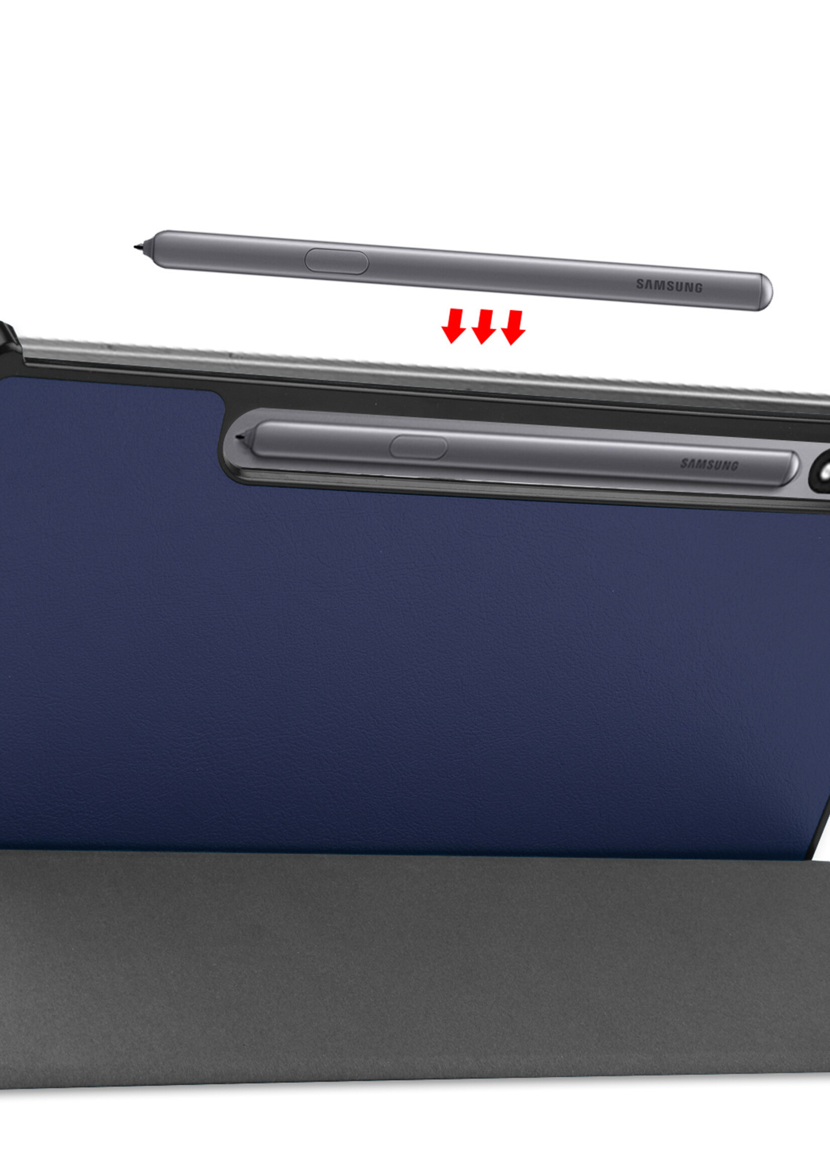 BTH Samsung Tab S8 Hoes Book Case Hoesje Met S Pen Uitsparing - Samsung Galaxy Tab S8 Hoesje Cover - Donker Blauw