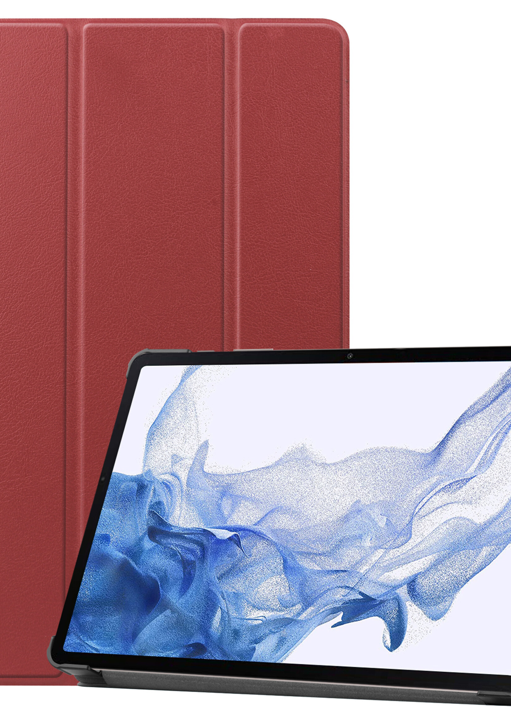 BTH Samsung Tab S8 Hoes Book Case Hoesje Met S Pen Uitsparing - Samsung Galaxy Tab S8 Hoesje Cover - Donker Rood