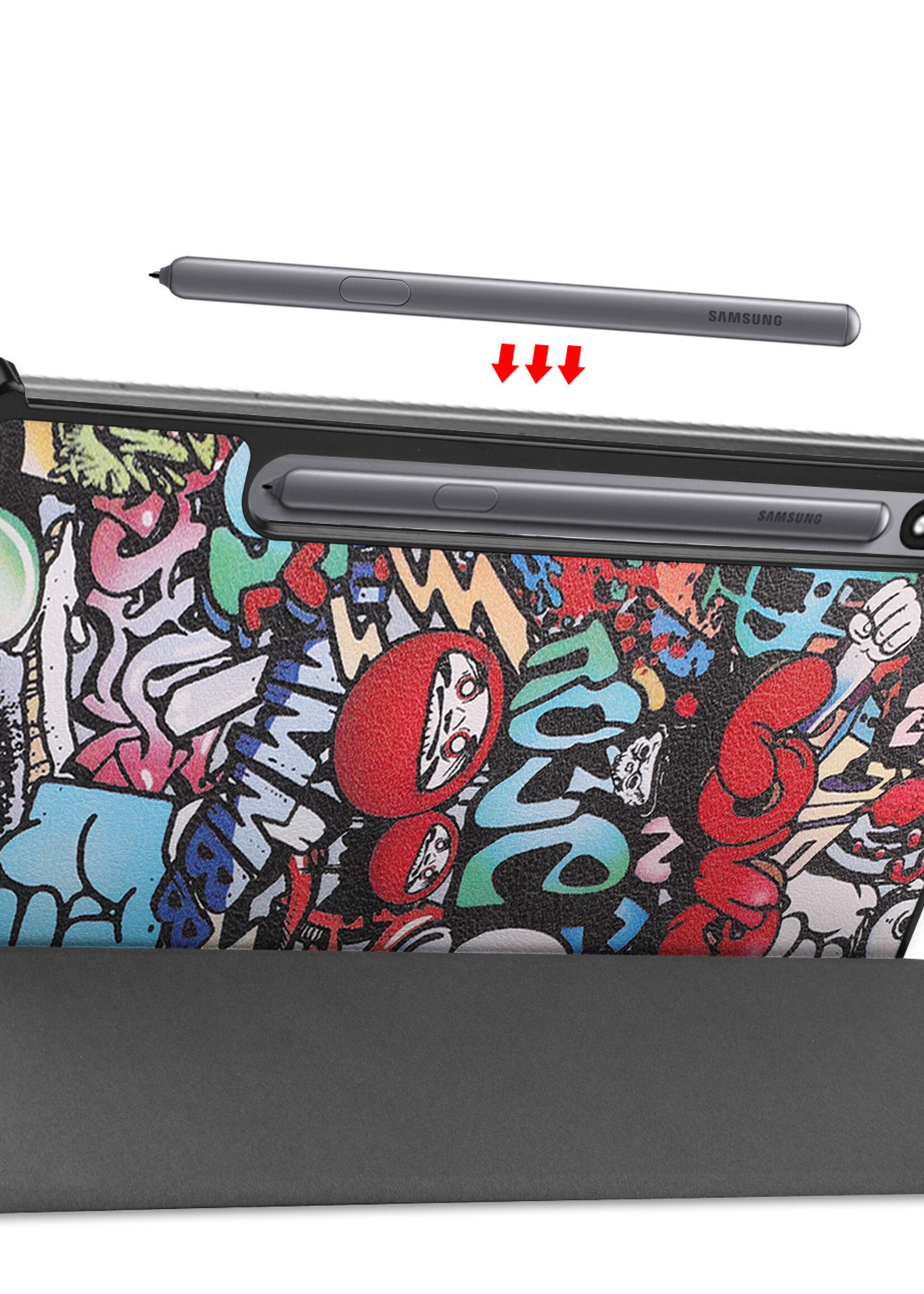 BTH Samsung Tab S8 Hoes Book Case Hoesje Met S Pen Uitsparing - Samsung Galaxy Tab S8 Hoesje Cover - Graffity