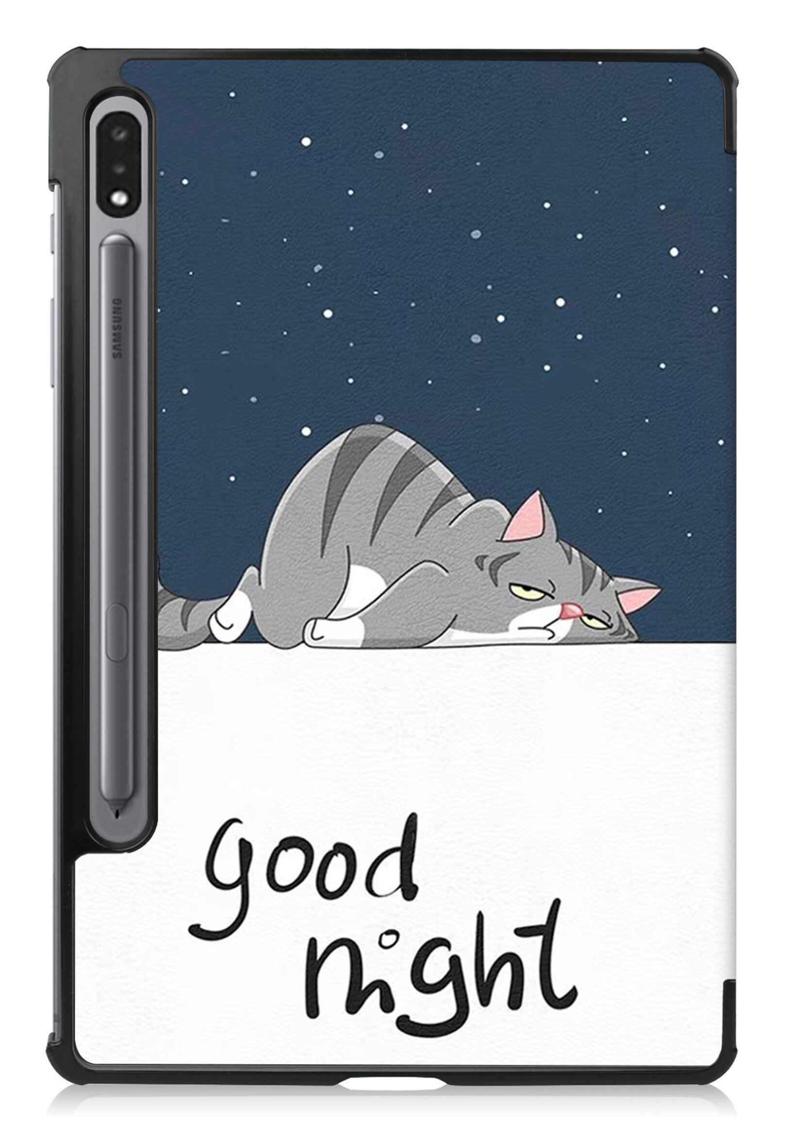 BTH Samsung Tab S8 Hoes Book Case Hoesje Met S Pen Uitsparing - Samsung Galaxy Tab S8 Hoesje Cover - Kat