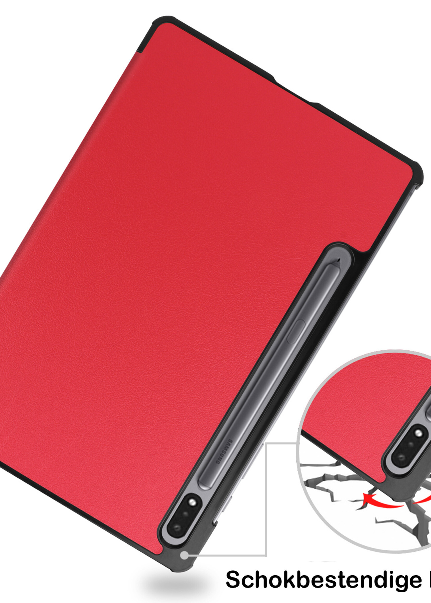 BTH Samsung Tab S8 Hoes Book Case Hoesje Met S Pen Uitsparing - Samsung Galaxy Tab S8 Hoesje Cover - Rood