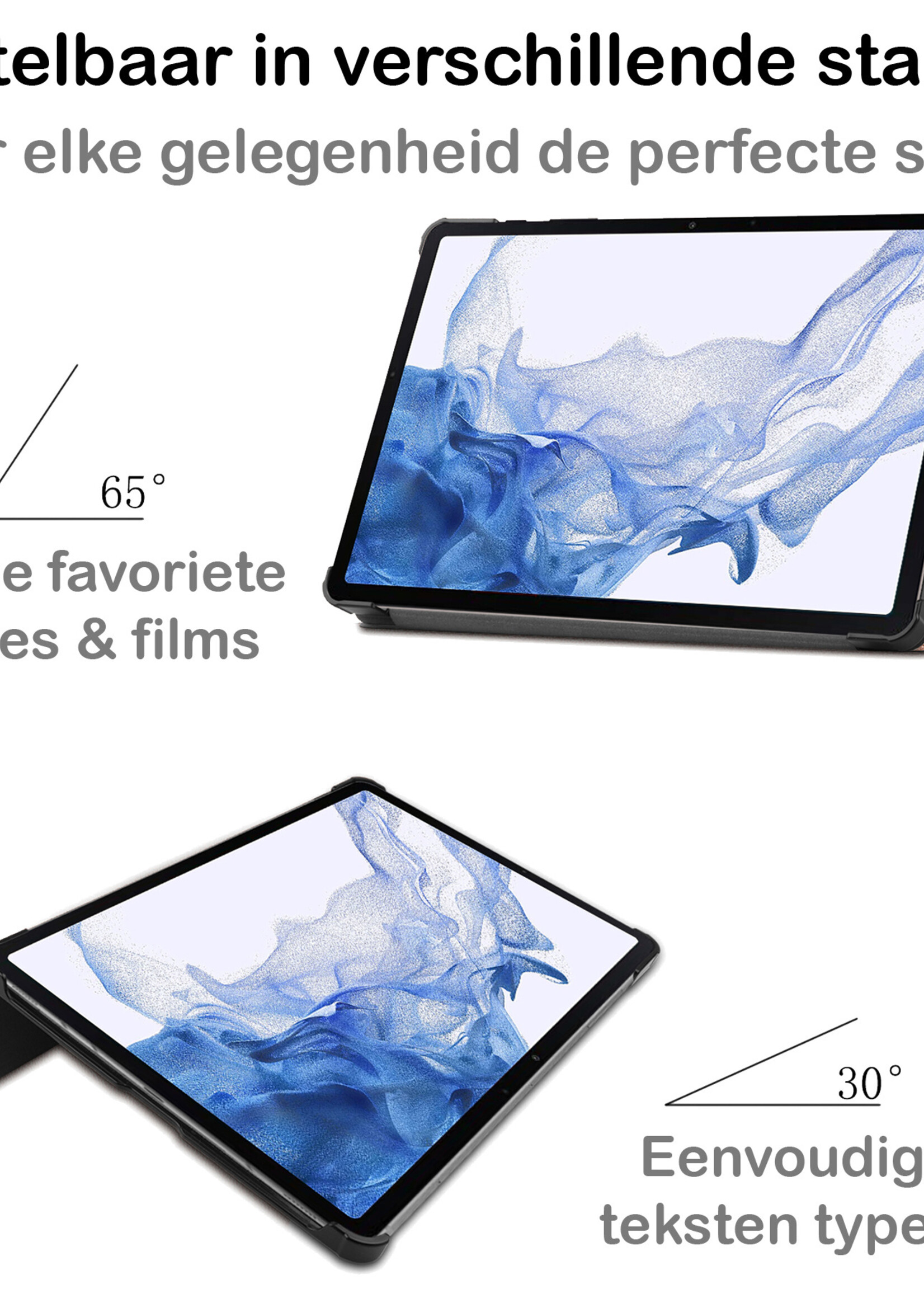 BTH Samsung Tab S8 Hoes Book Case Hoesje Met S Pen Uitsparing - Samsung Galaxy Tab S8 Hoesje Cover - Rosé Goud
