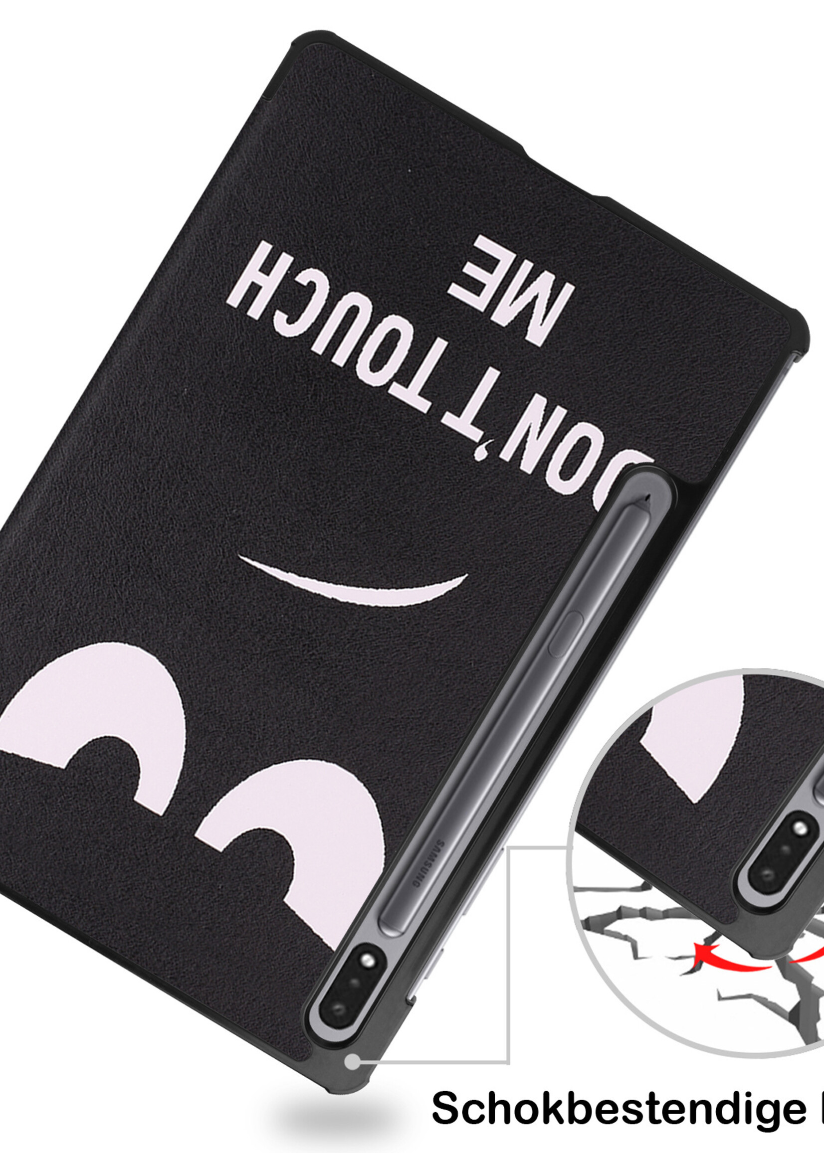 BTH Samsung Tab S8 Hoes Book Case Hoesje Met S Pen Uitsparing - Samsung Galaxy Tab S8 Hoesje Cover - Don't Touch Me