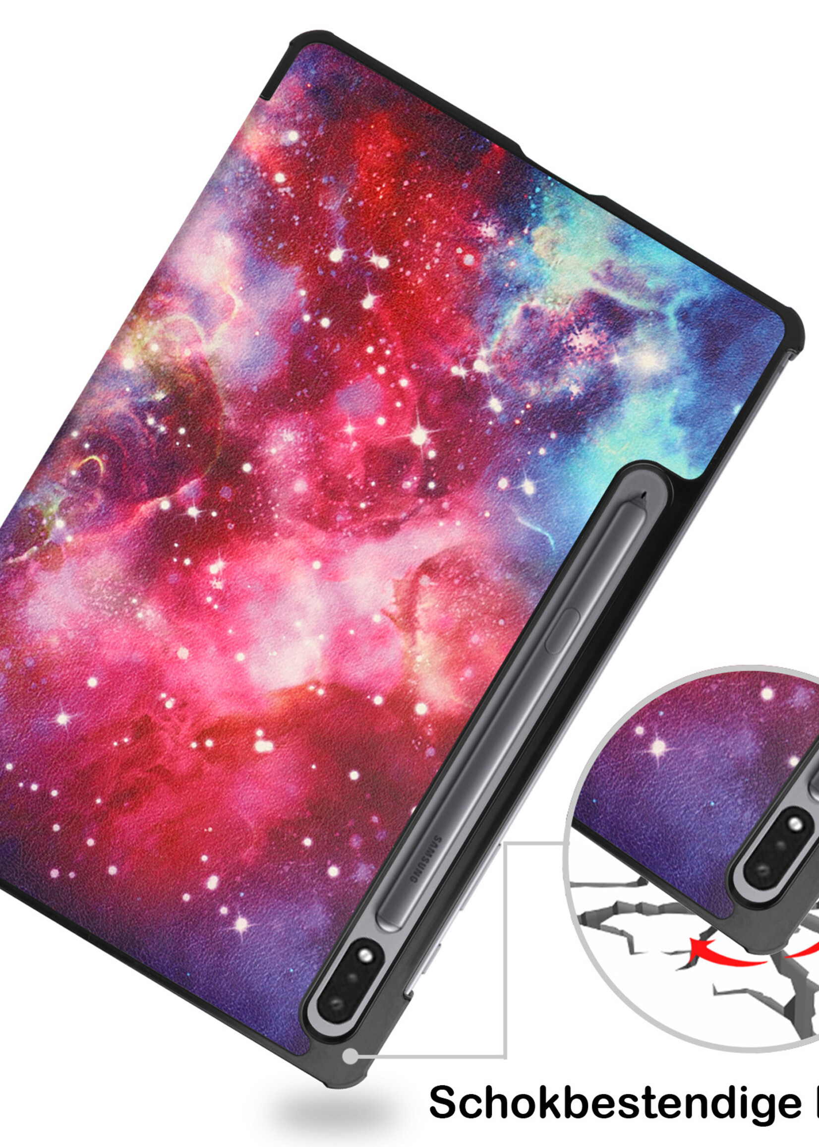 BTH Hoes Geschikt voor Samsung Galaxy Tab S8 Hoes Book Case Hoesje Trifold Cover Met Screenprotector - Hoesje Geschikt voor Samsung Tab S8 Hoesje Bookcase - Galaxy