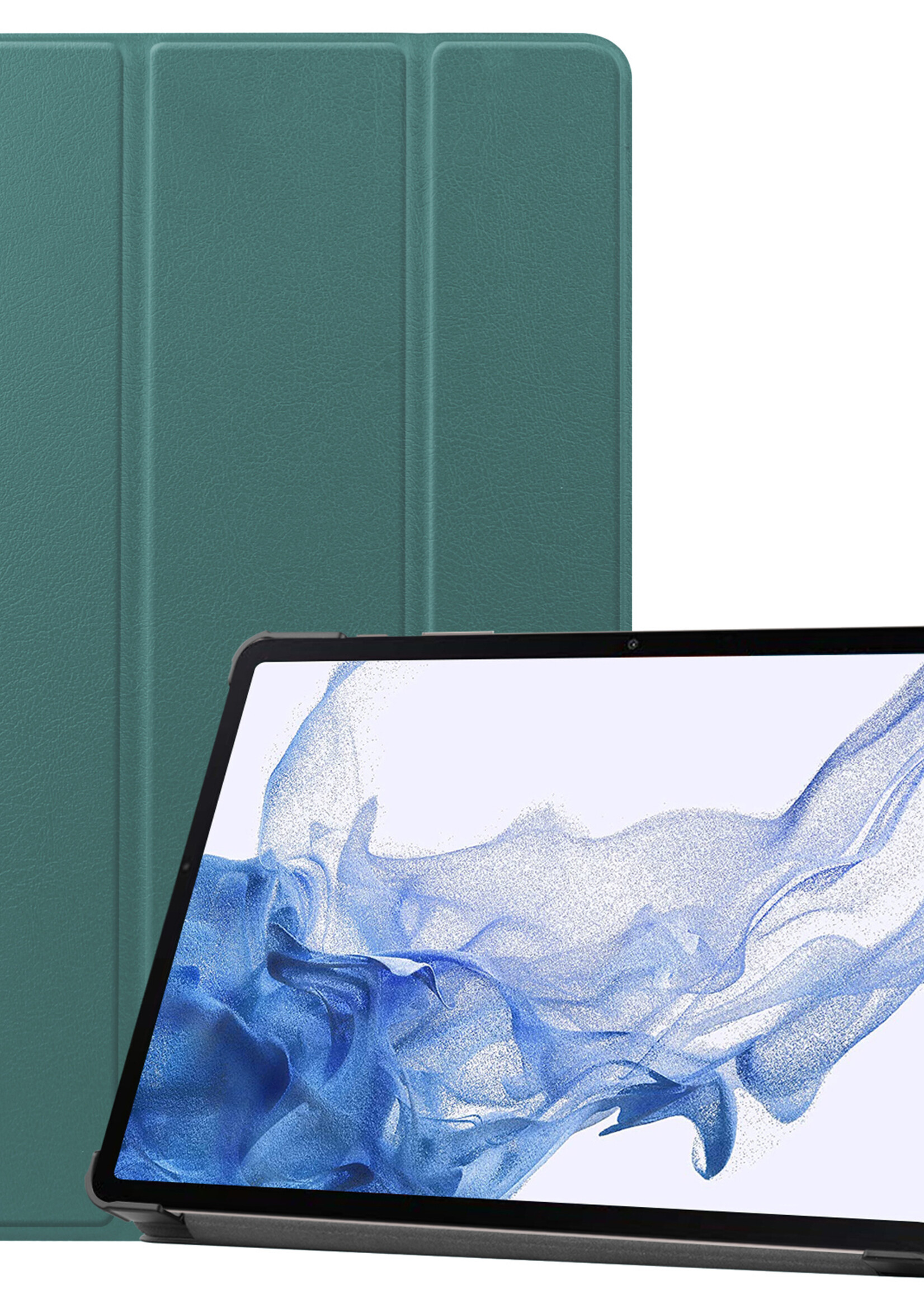 BTH Samsung Tab S8 Plus Hoes Book Case Hoesje Met S Pen Uitsparing - Samsung Galaxy Tab S8 Plus Hoesje Cover - Donker Groen