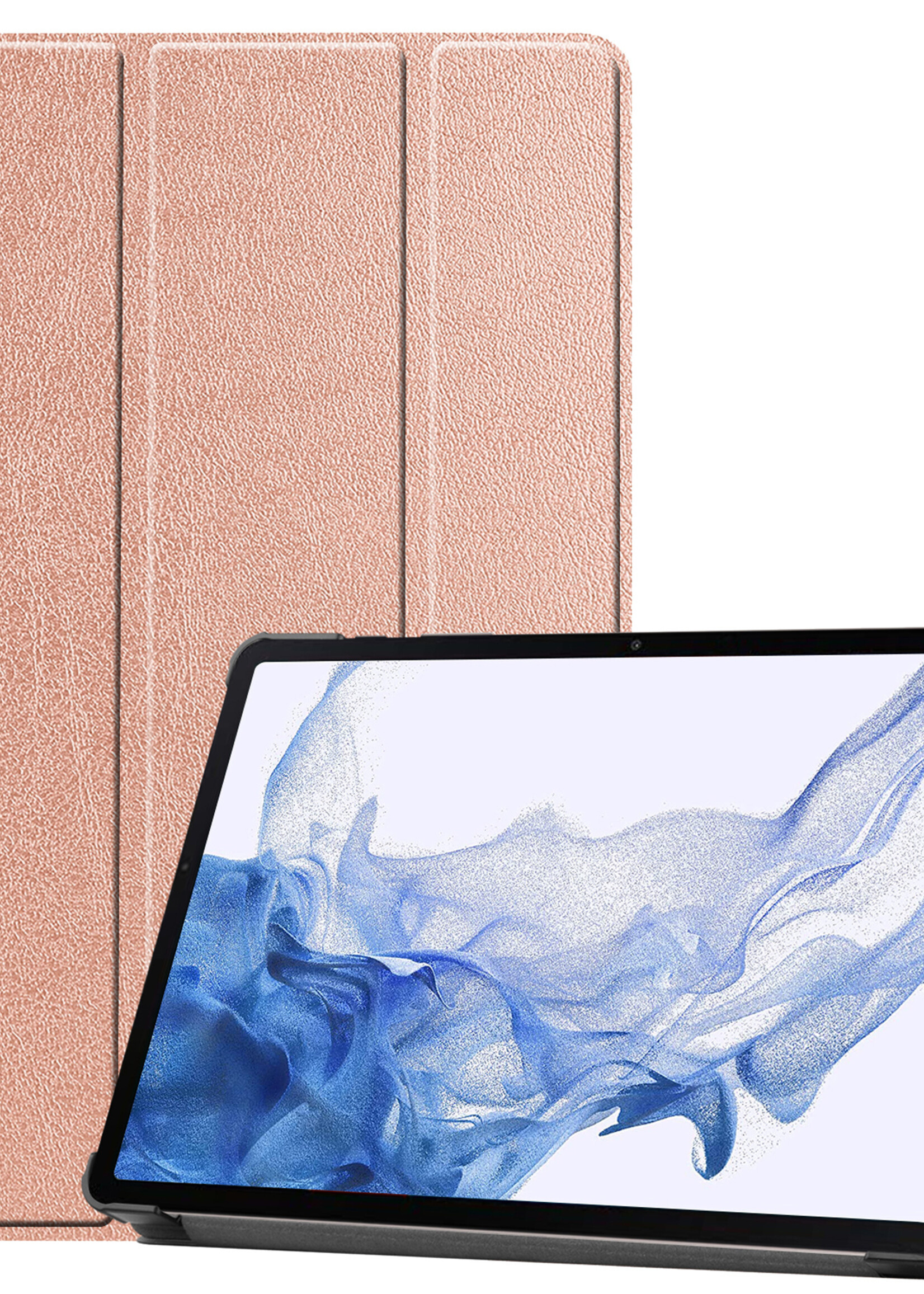 BTH Samsung Tab S8 Plus Hoes Book Case Hoesje Met S Pen Uitsparing - Samsung Galaxy Tab S8 Plus Hoesje Cover - Rosé Goud
