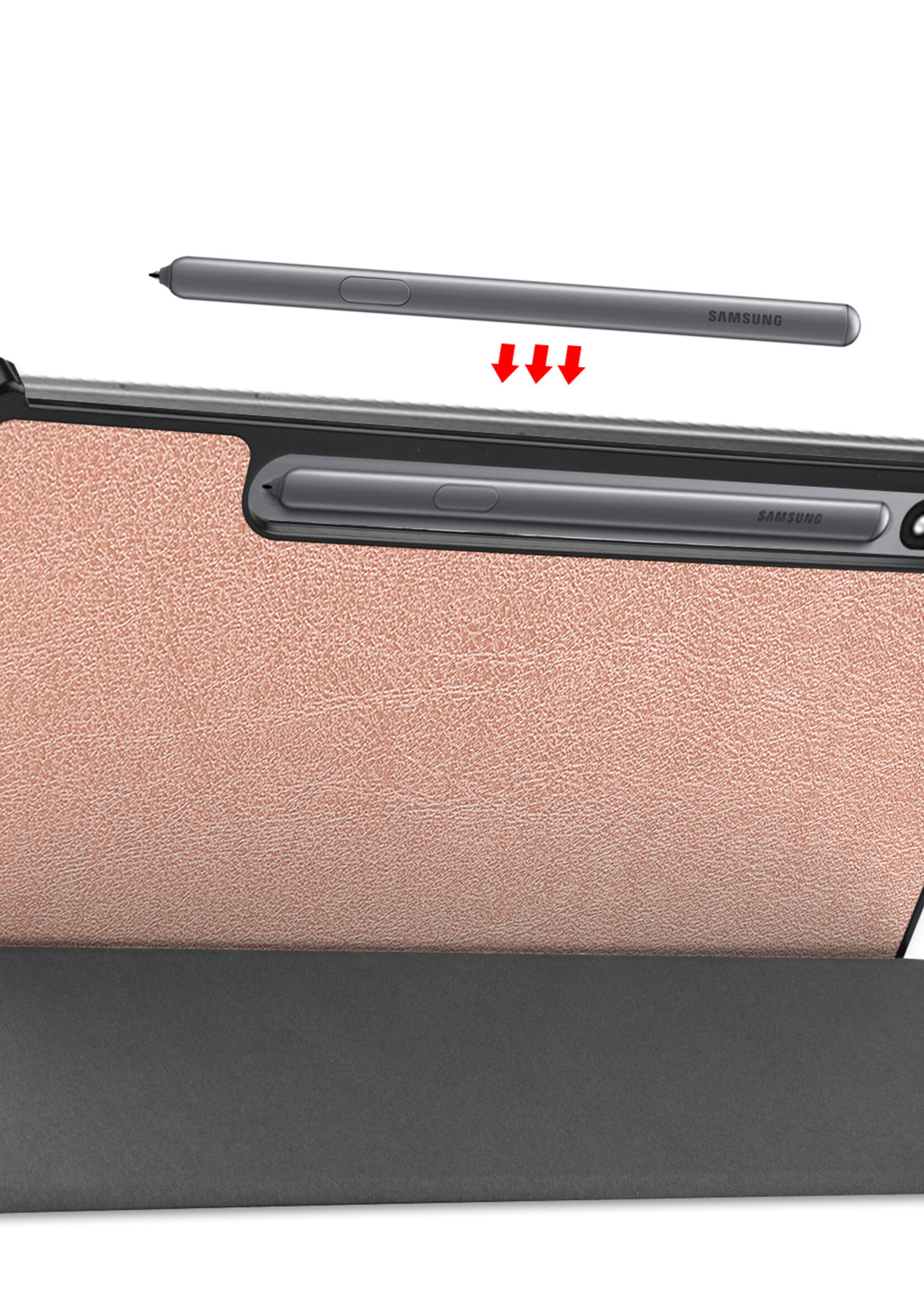 BTH Samsung Tab S8 Plus Hoes Book Case Hoesje Met S Pen Uitsparing - Samsung Galaxy Tab S8 Plus Hoesje Cover - Rosé Goud