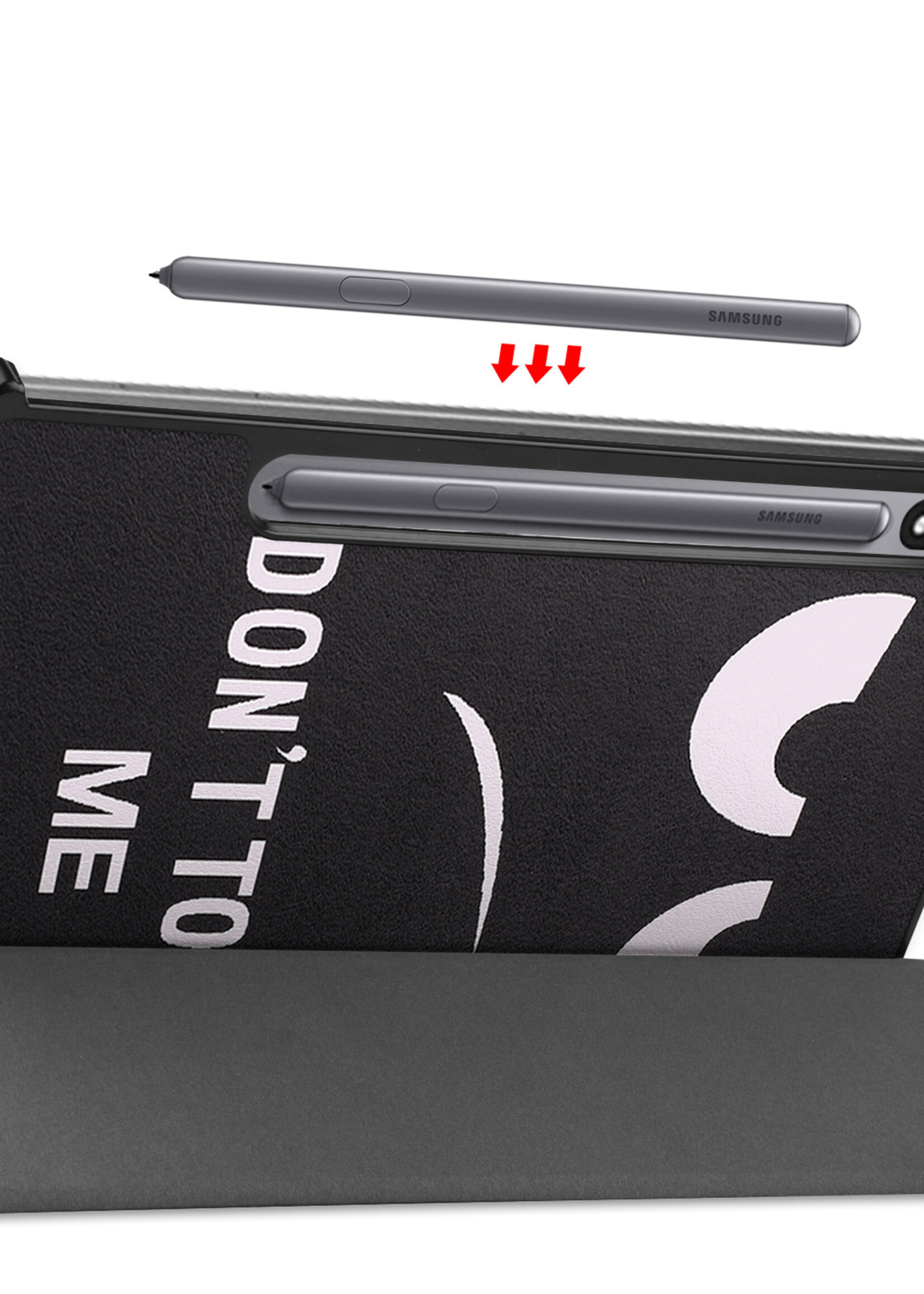 BTH Samsung Tab S8 Plus Hoes Book Case Hoesje Met S Pen Uitsparing - Samsung Galaxy Tab S8 Plus Hoesje Cover - Don't Touch Me