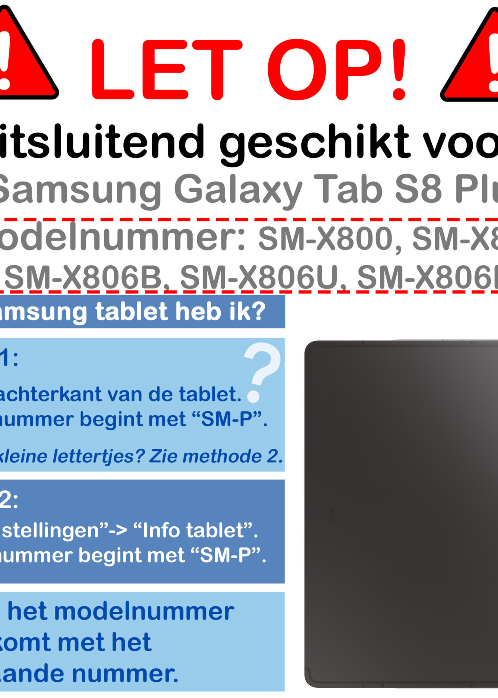 BTH Samsung Tab S8 Plus Hoes Book Case Hoesje Met S Pen Uitsparing - Samsung Galaxy Tab S8 Plus Hoesje Cover - Zwart