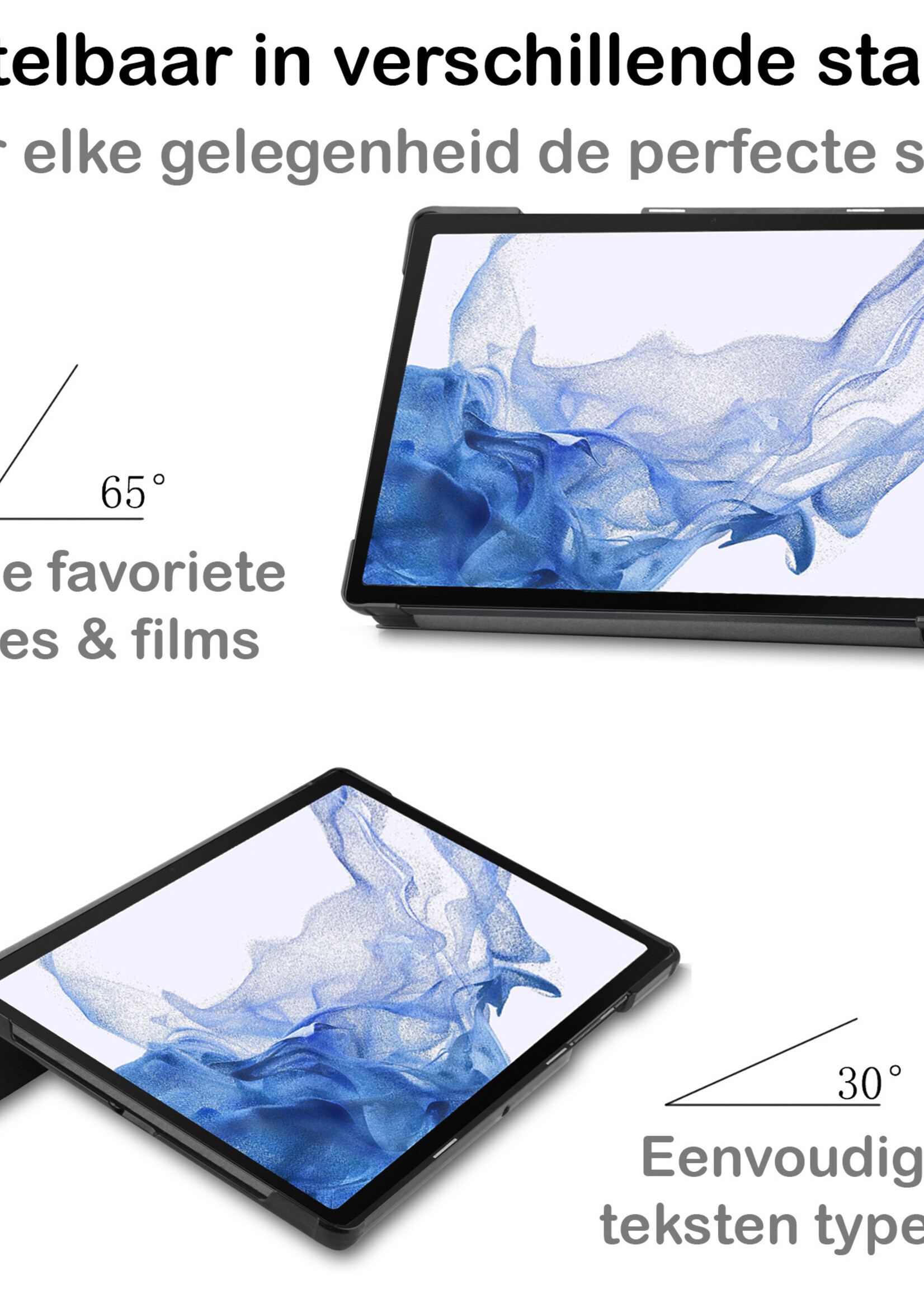 BTH Hoes Geschikt voor Samsung Galaxy Tab S8 Plus Hoes Book Case Hoesje Trifold Cover Met Screenprotector - Hoesje Geschikt voor Samsung Tab S8 Plus Hoesje Bookcase - Eenhoorn