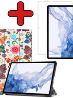 BTH BTH Samsung Galaxy Tab S8 Plus Hoes Met Screenprotector - Vlinders