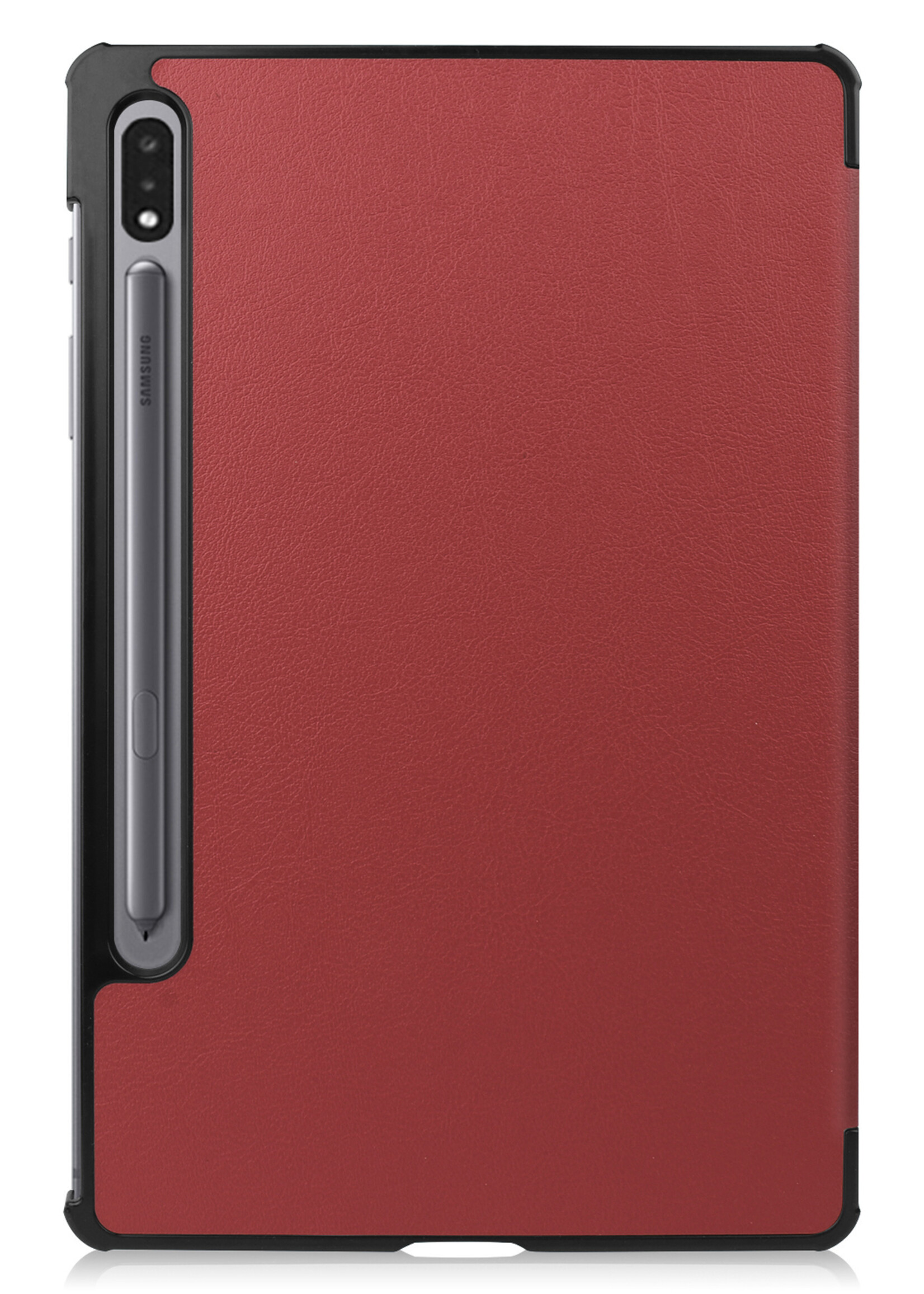 BTH Samsung Tab S8 Ultra Hoes Book Case Hoesje Met S Pen Uitsparing - Samsung Galaxy Tab S8 Ultra Hoesje Cover - Donker Rood