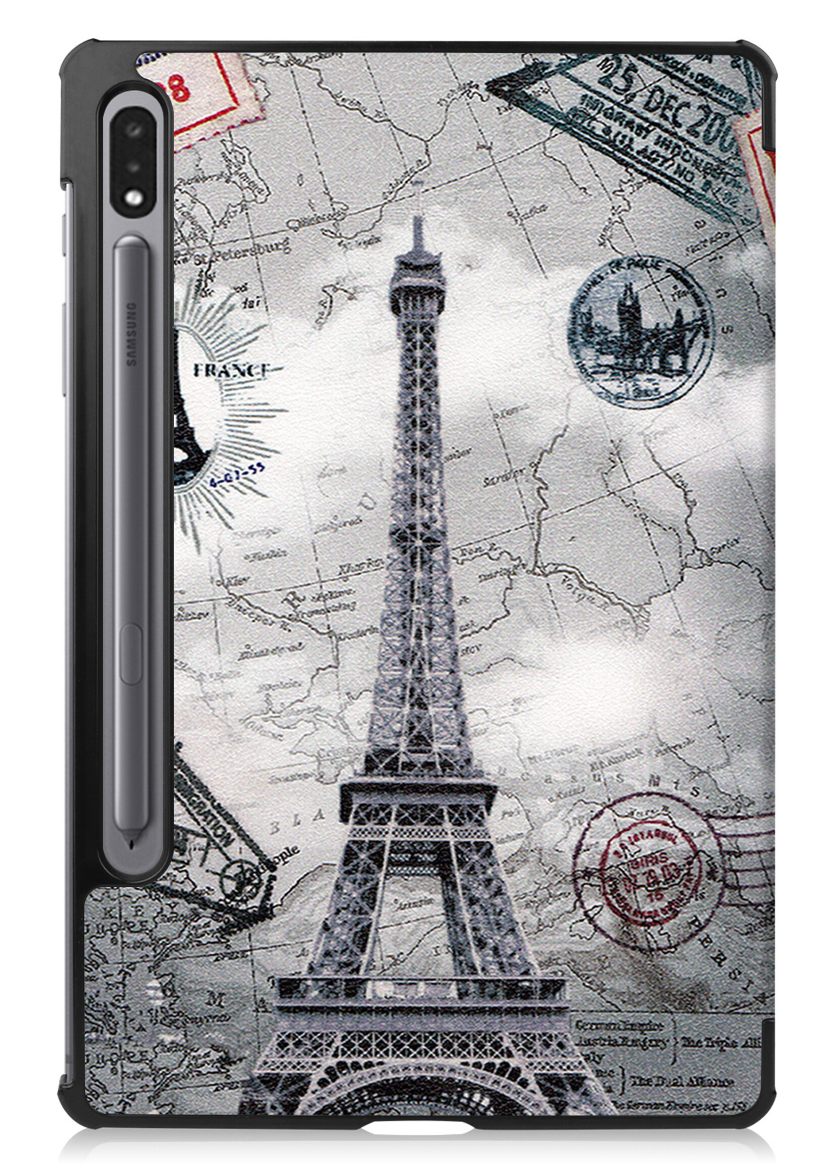 BTH Samsung Tab S8 Ultra Hoes Book Case Hoesje Met S Pen Uitsparing - Samsung Galaxy Tab S8 Ultra Hoesje Cover - Eiffeltoren