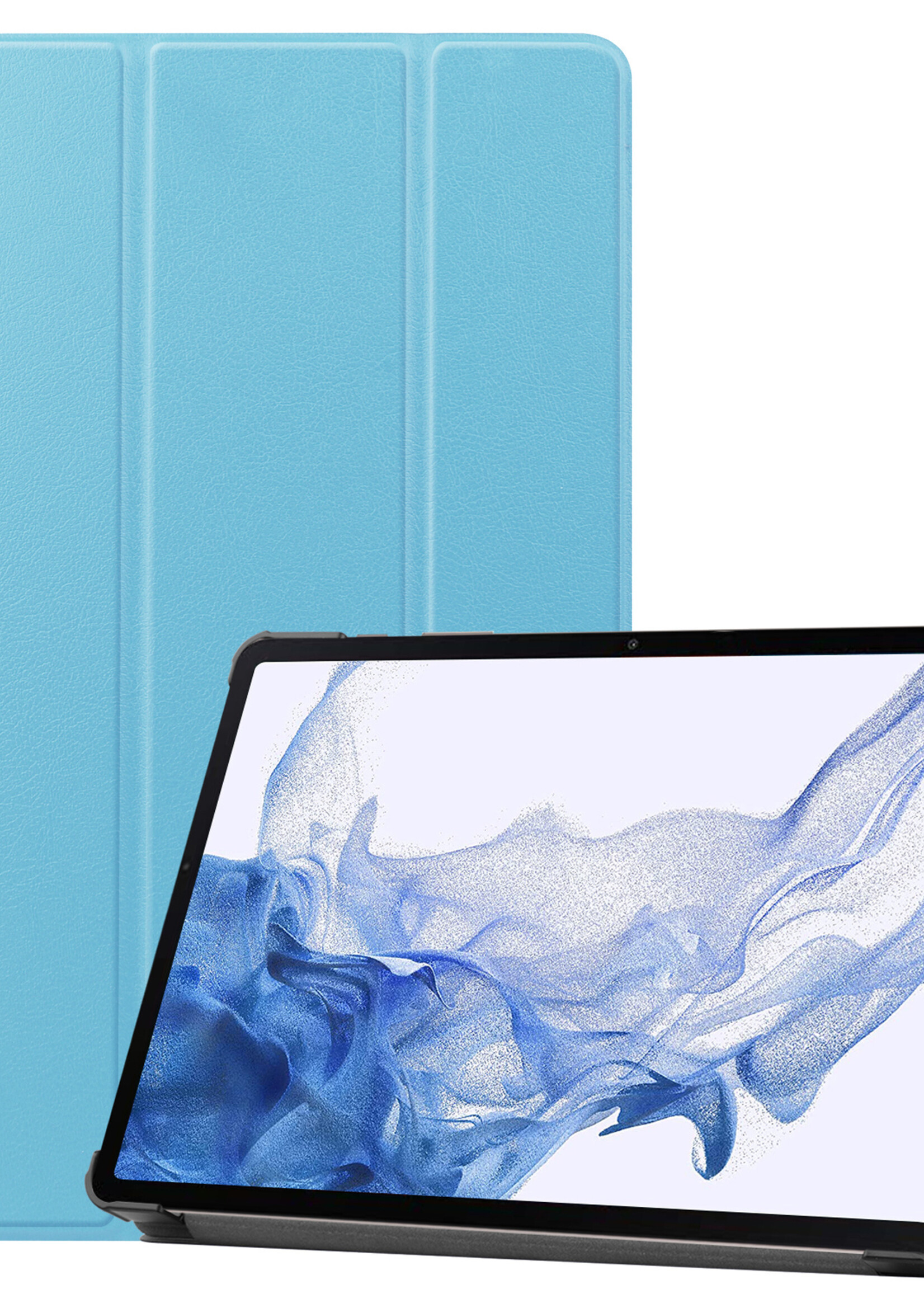 BTH Samsung Tab S8 Ultra Hoes Book Case Hoesje Met S Pen Uitsparing - Samsung Galaxy Tab S8 Ultra Hoesje Cover - Licht Blauw