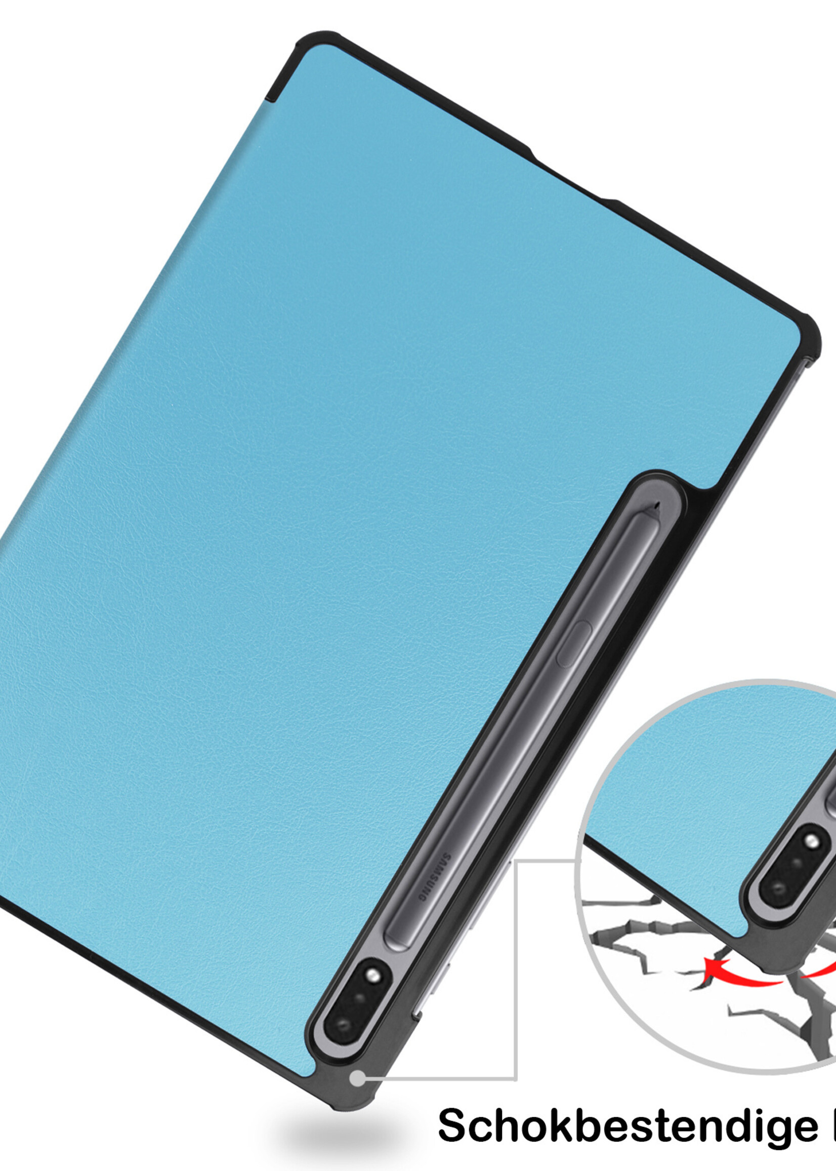 BTH Samsung Tab S8 Ultra Hoes Book Case Hoesje Met S Pen Uitsparing - Samsung Galaxy Tab S8 Ultra Hoesje Cover - Licht Blauw