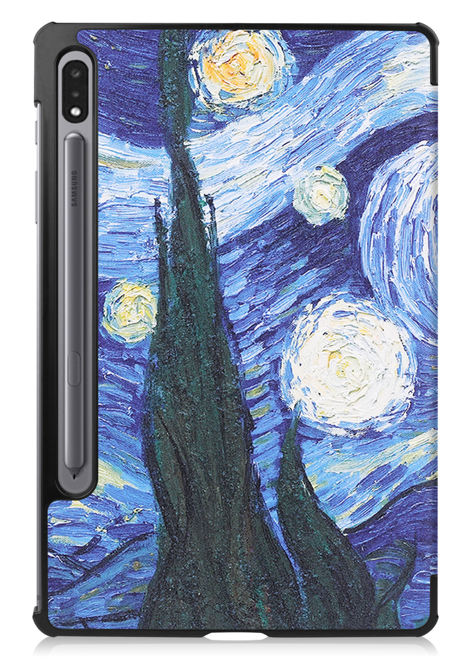 BTH Samsung Tab S8 Ultra Hoes Book Case Hoesje Met S Pen Uitsparing - Samsung Galaxy Tab S8 Ultra Hoesje Cover - Sterrenhemel