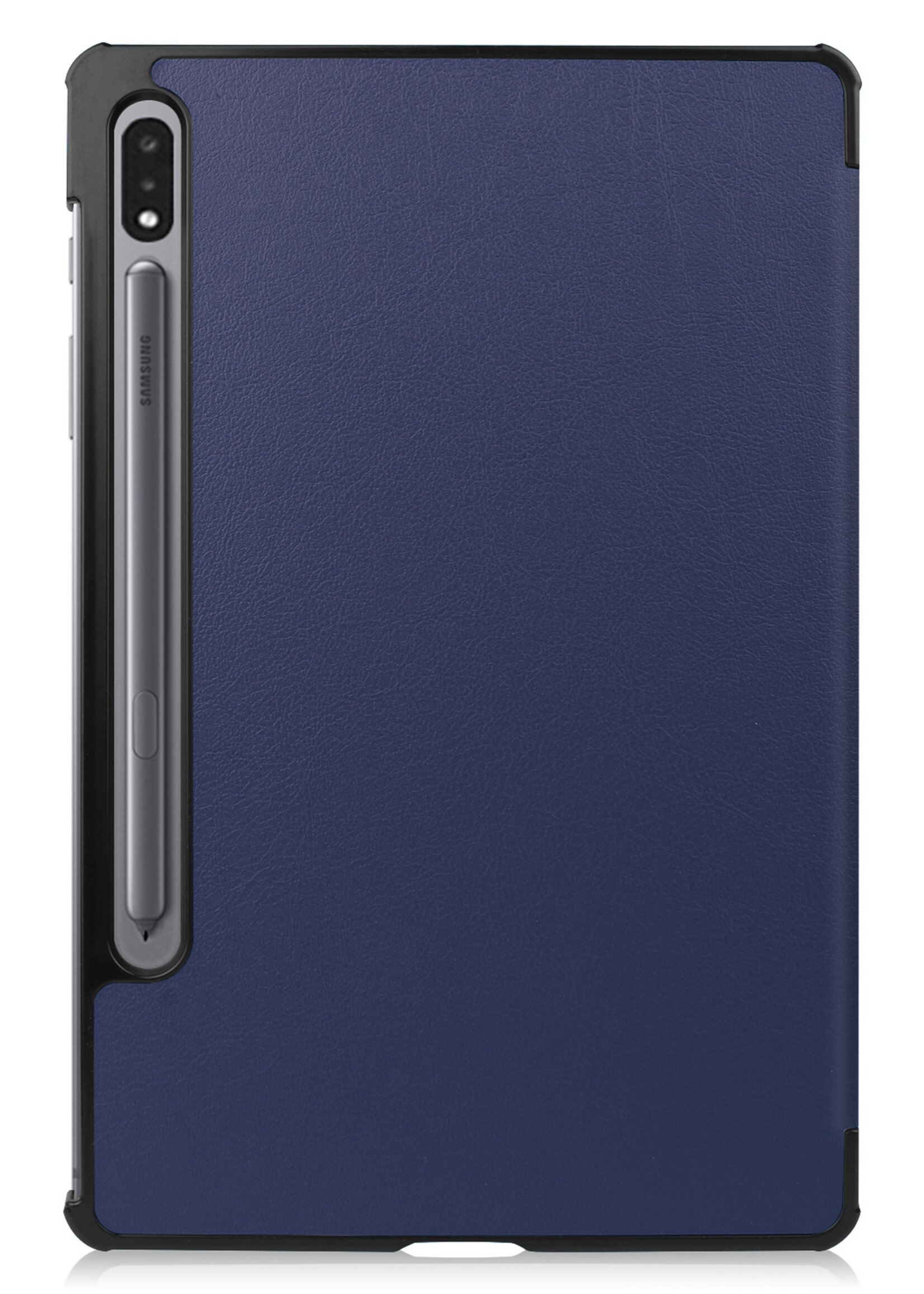 BTH Hoes Geschikt voor Samsung Galaxy Tab S8 Ultra Hoes Book Case Hoesje Trifold Cover Met Screenprotector - Hoesje Geschikt voor Samsung Tab S8 Ultra Hoesje Bookcase - Donkerblauw