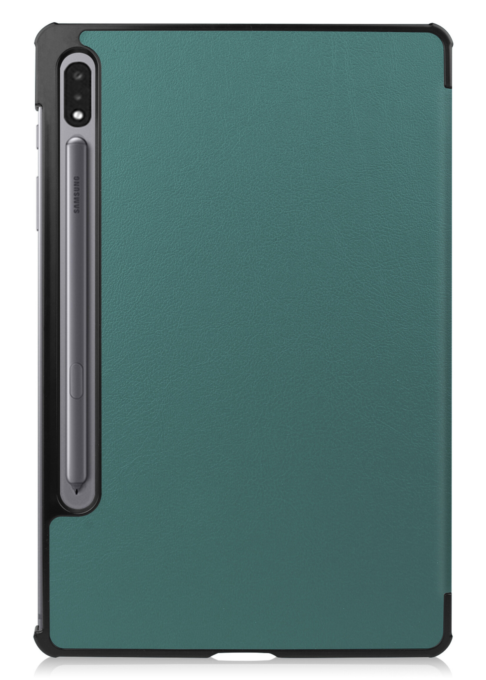 BTH Hoes Geschikt voor Samsung Galaxy Tab S8 Ultra Hoes Book Case Hoesje Trifold Cover Met Screenprotector - Hoesje Geschikt voor Samsung Tab S8 Ultra Hoesje Bookcase - Donkergroen