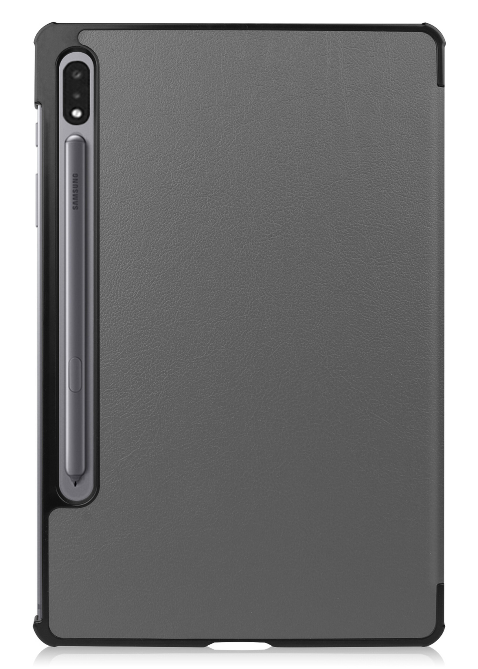 BTH Hoes Geschikt voor Samsung Galaxy Tab S8 Ultra Hoes Book Case Hoesje Trifold Cover Met Screenprotector - Hoesje Geschikt voor Samsung Tab S8 Ultra Hoesje Bookcase - Grijs