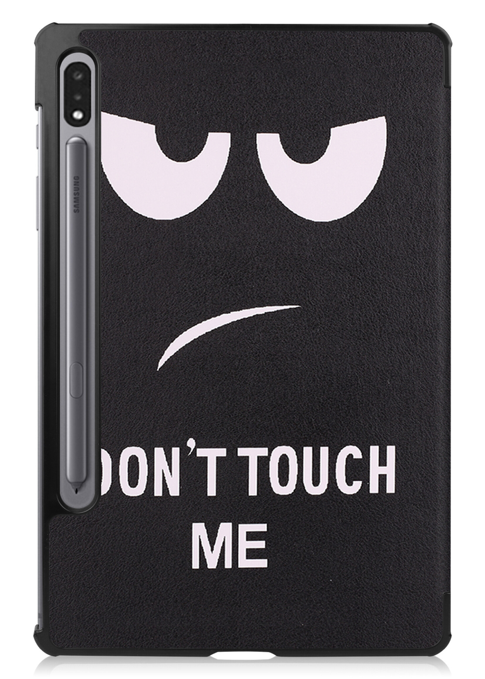 BTH Hoes Geschikt voor Samsung Galaxy Tab S8 Ultra Hoes Book Case Hoesje Trifold Cover Met Screenprotector - Hoesje Geschikt voor Samsung Tab S8 Ultra Hoesje Bookcase - Don't Touch Me