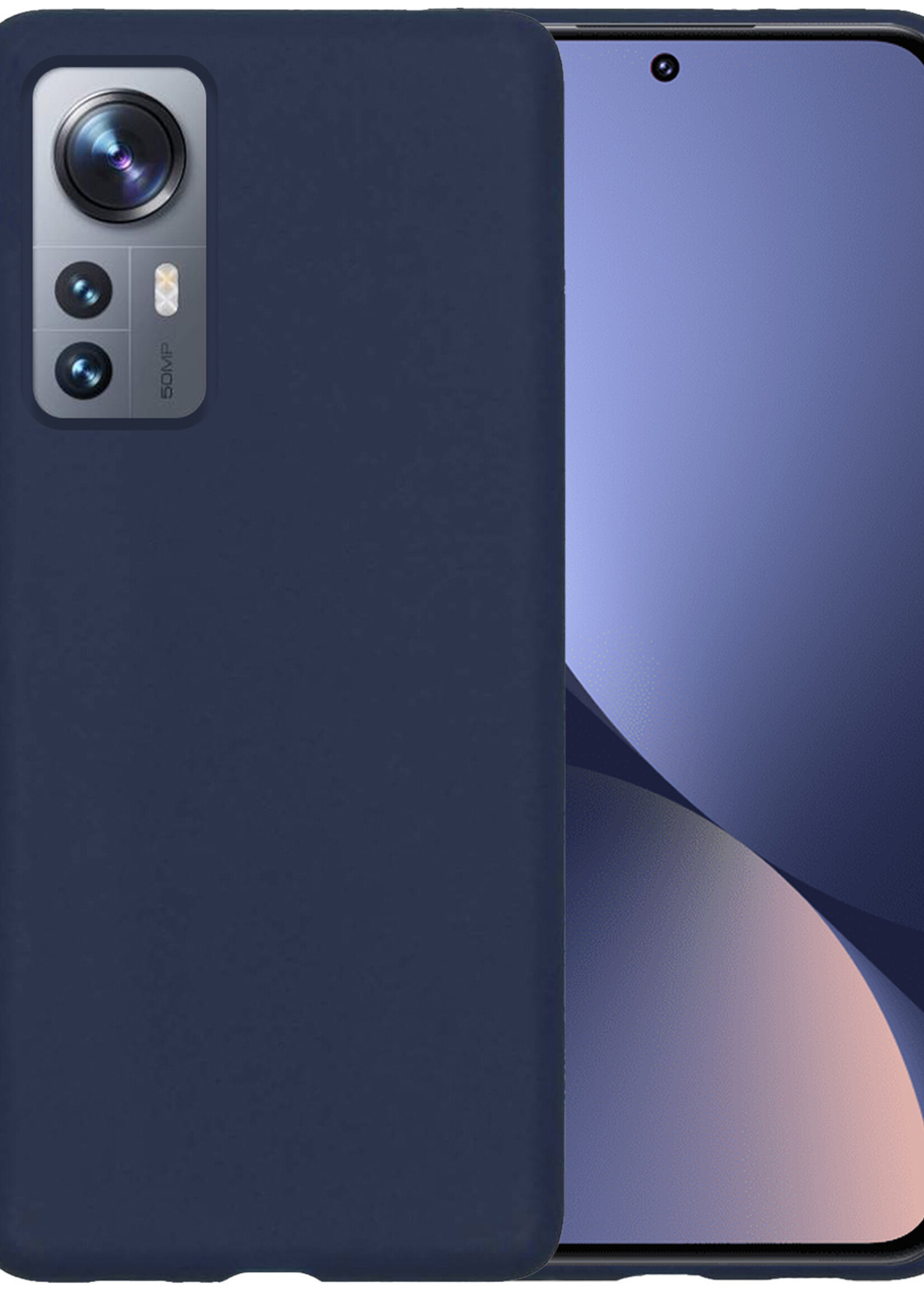 BTH Xiaomi 12 Hoesje Siliconen Case Cover - Xiaomi 12 Hoesje Cover Hoes Siliconen - Donker Blauw