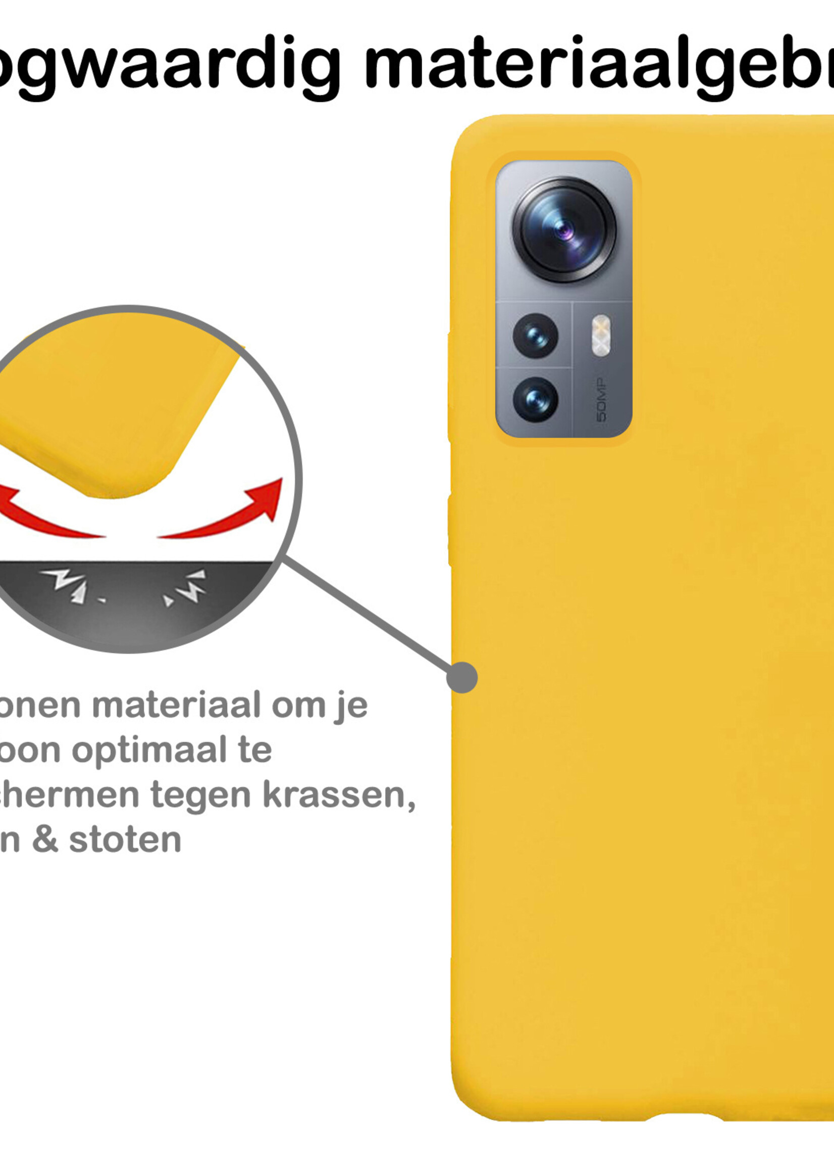 BTH Xiaomi 12 Hoesje Siliconen Case Cover - Xiaomi 12 Hoesje Cover Hoes Siliconen - Geel